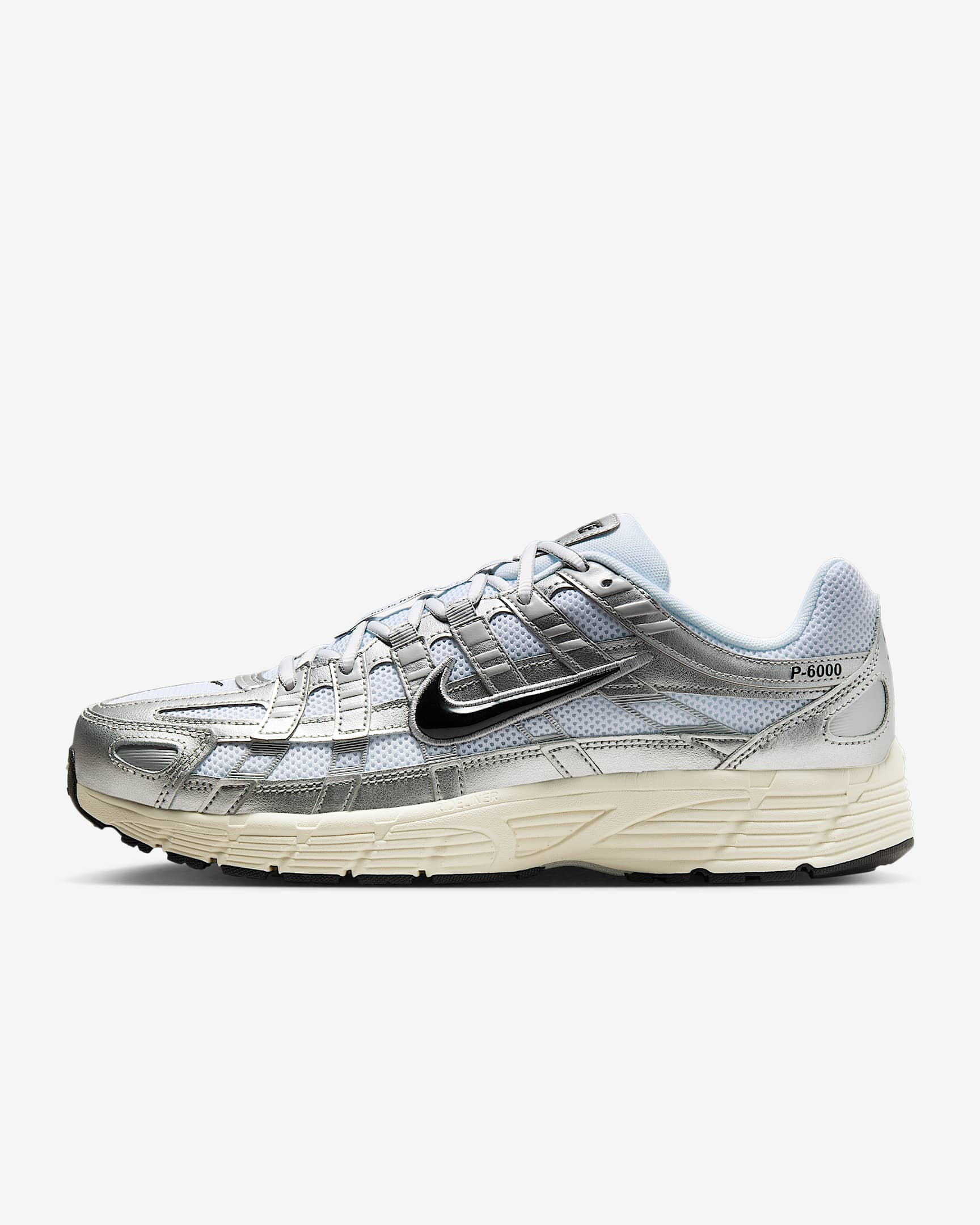 Nike P-6000 男子复古运动鞋 - 白色/金属银/银/黑