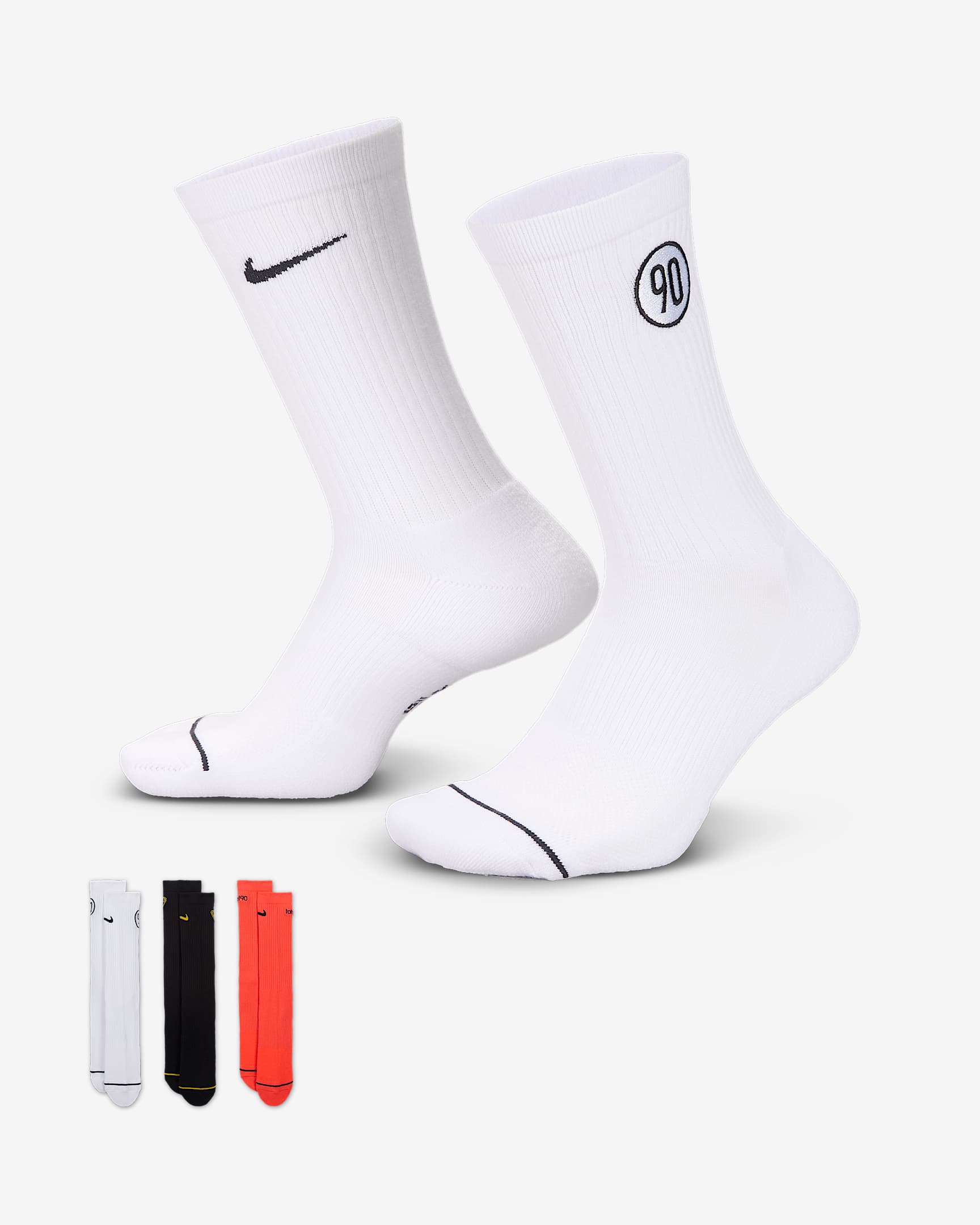 Nike Total 90 Everyday 舒适速干中筒运动袜(3 双) - 多色