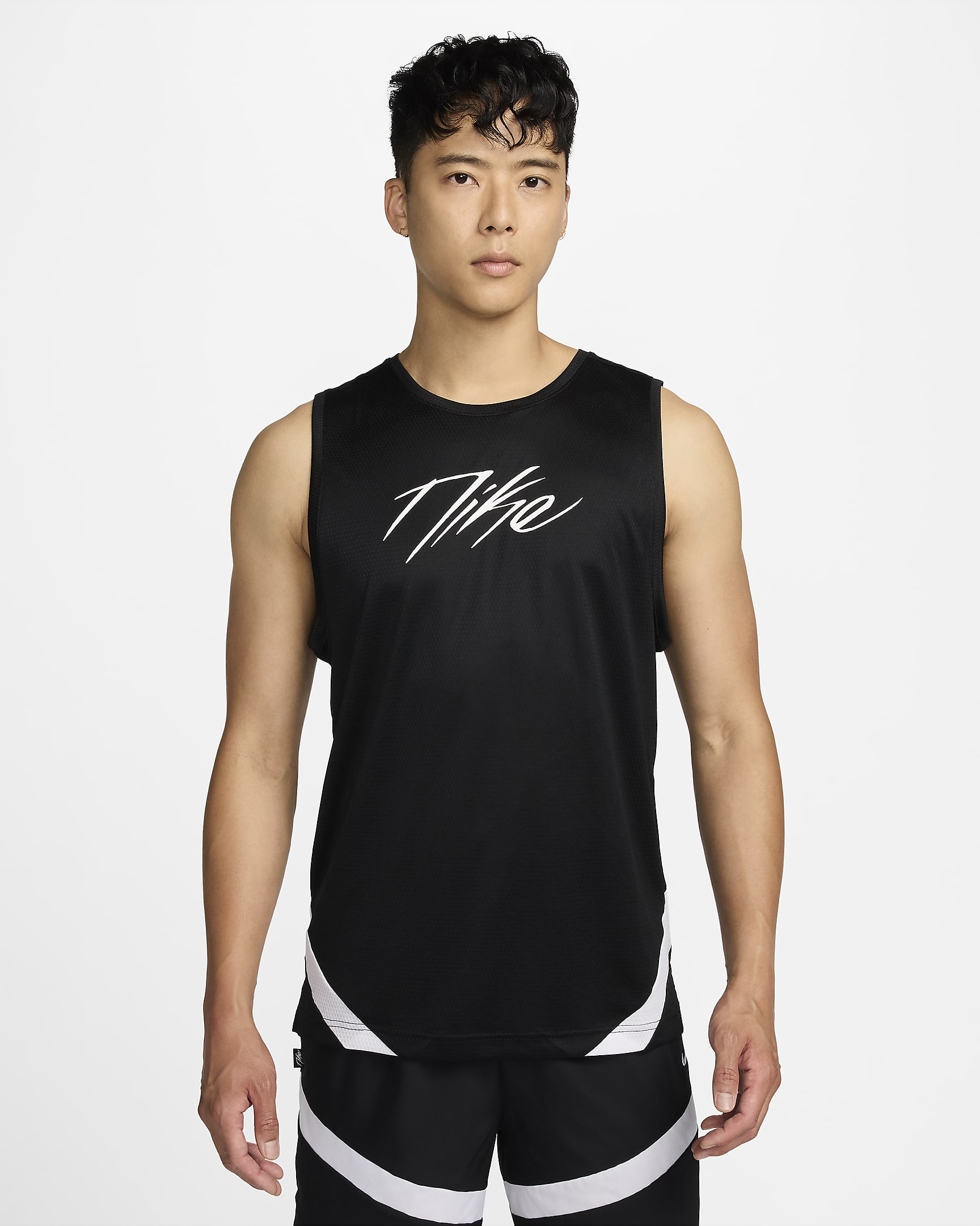 Nike Icon Dri-FIT 男子速干篮球球衣 - 黑/白色/黑/白色