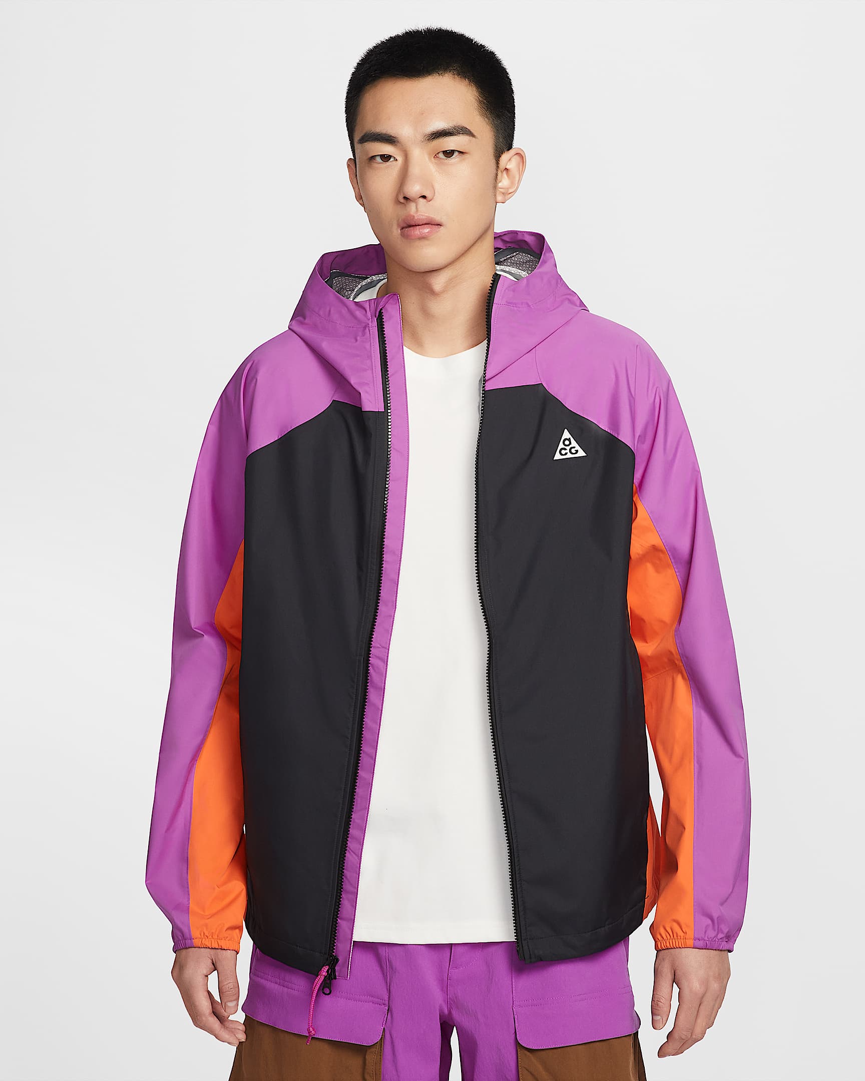 Nike ACG "Phantazma" Storm-FIT ADV 2.5L 男子防风防水夹克硬壳冲锋衣 - 明亮紫/黑/安全橙/山峰白