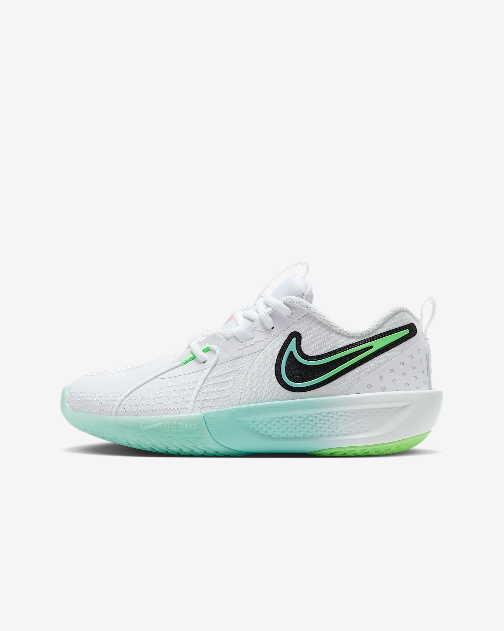 Nike G.T. Cut 3 大童篮球鞋 - 白色/冲击绿/黑/漂白宝石绿