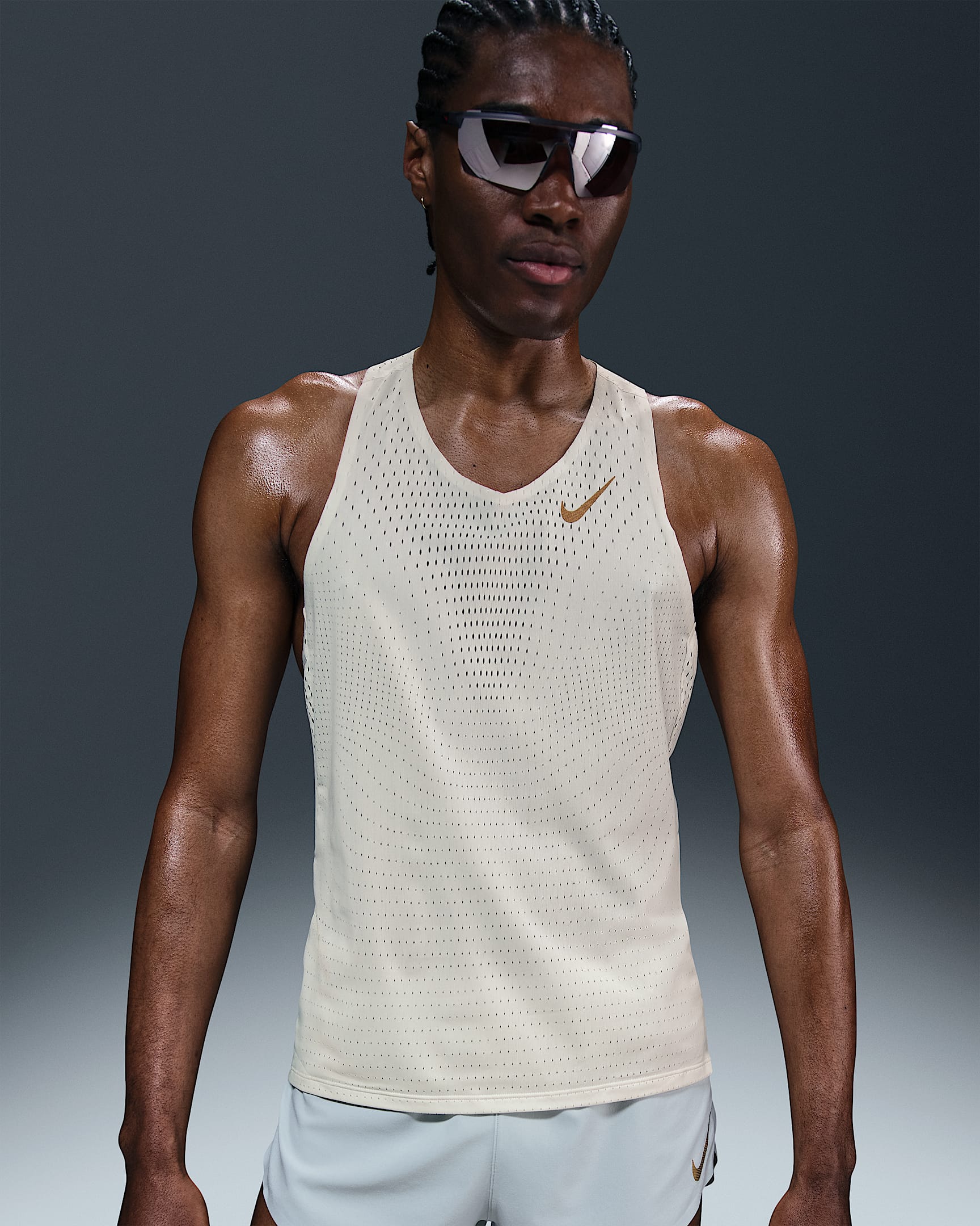 Nike AeroSwift x Jakob Dri-FIT ADV 男子速干跑步背心 - 帆白/金属色