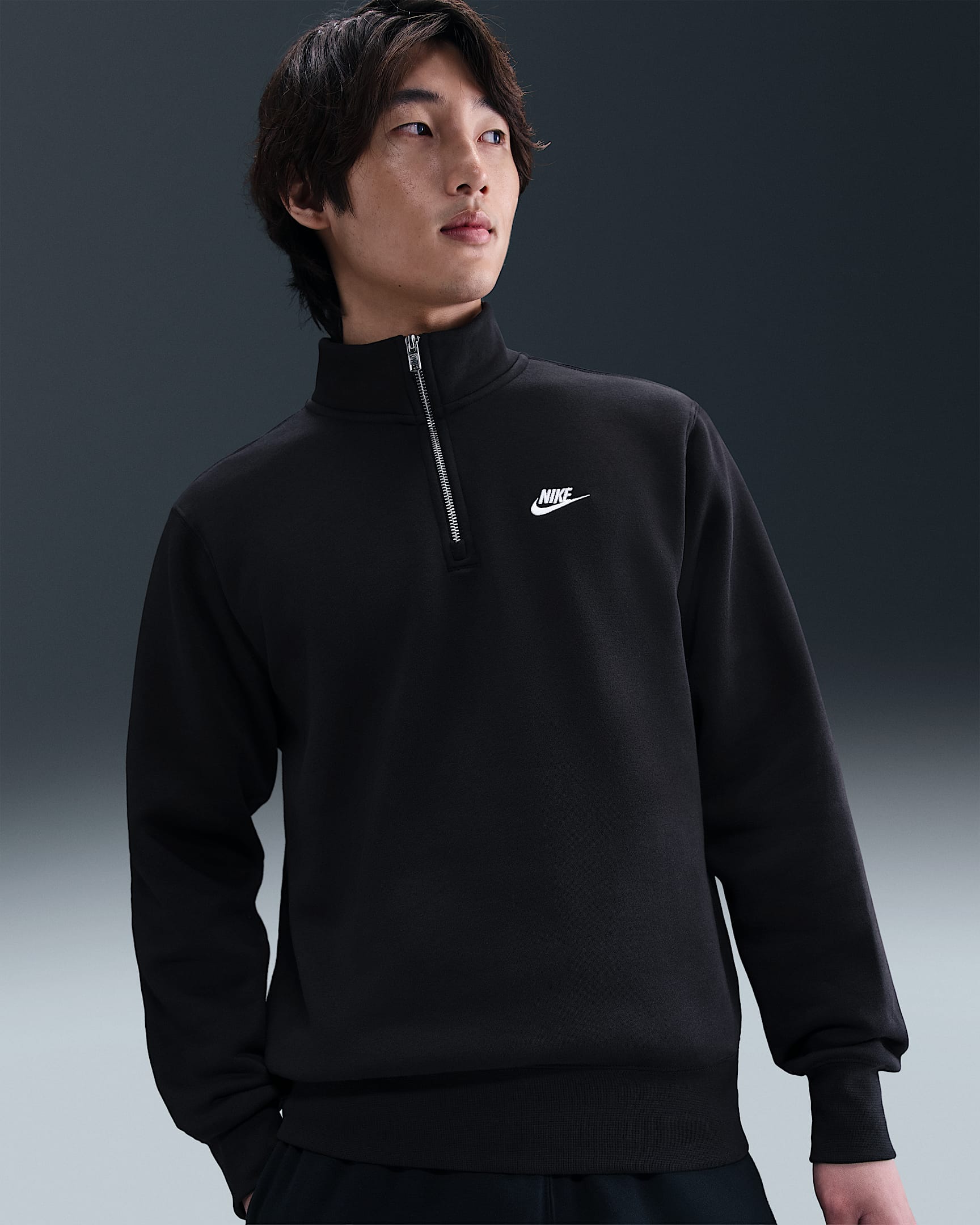 Nike Sportswear Club 男子加绒上衣 - 黑/黑/白色