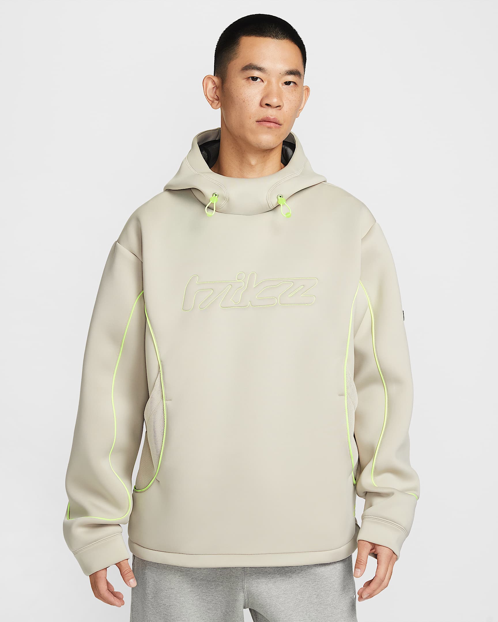 Nike Project F.R.O.G. 男子网眼衬里套头连帽衫 - 奶白 II/黑/荧光冰黄/荧光冰黄