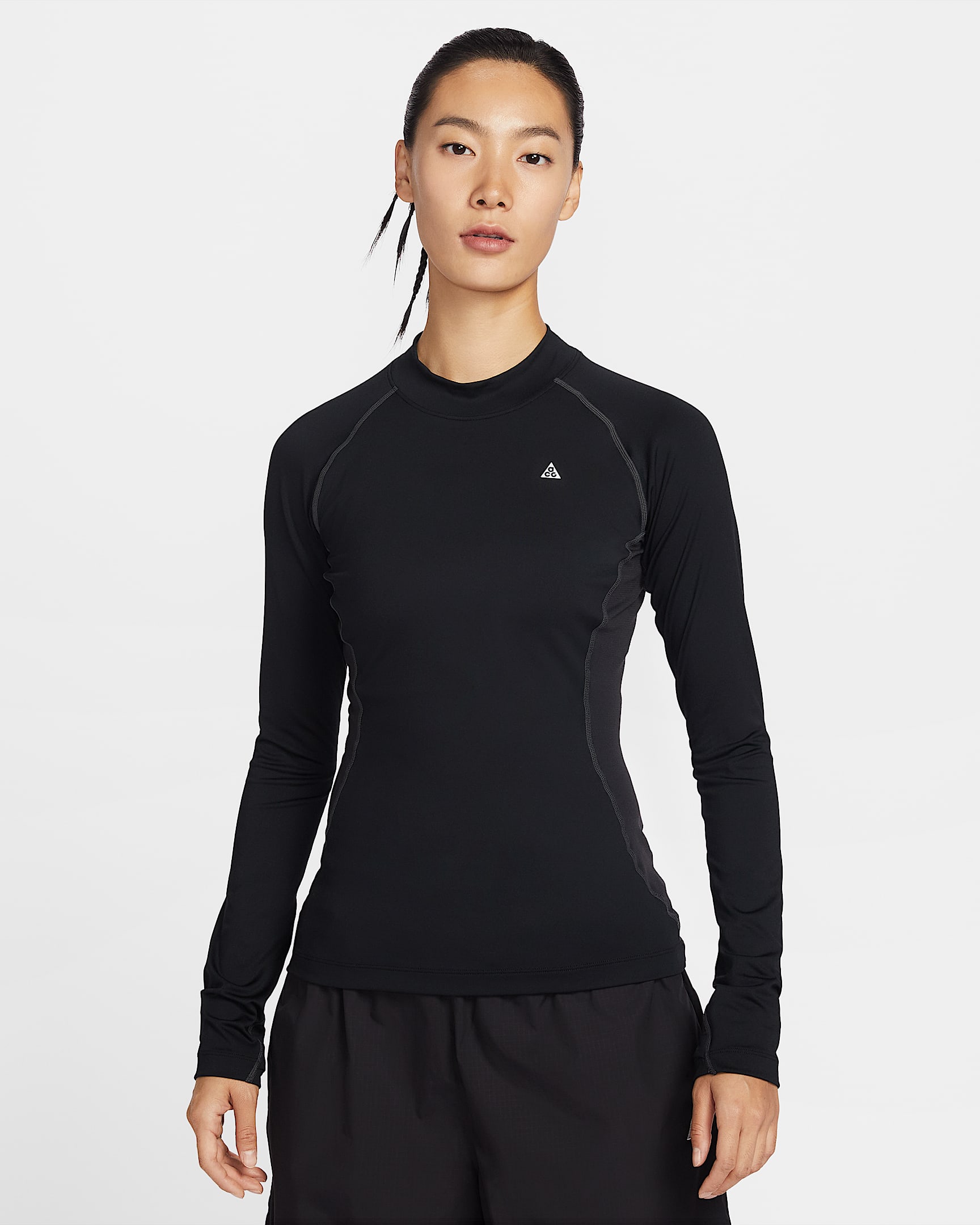 Nike ACG 女子速干长袖修身运动上衣 - 黑/煤黑/山峰白