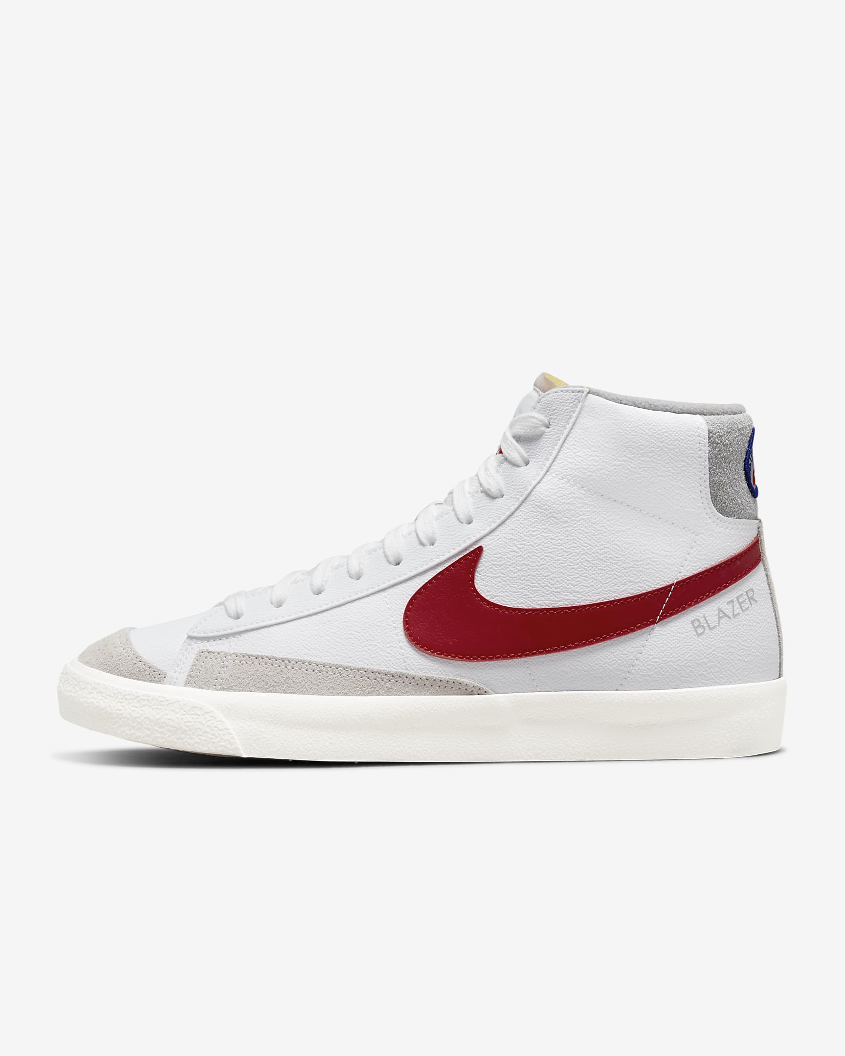 Nike Blazer Mid '77 男子运动鞋 - 白色/浅烟灰/幻影灰白/健身红