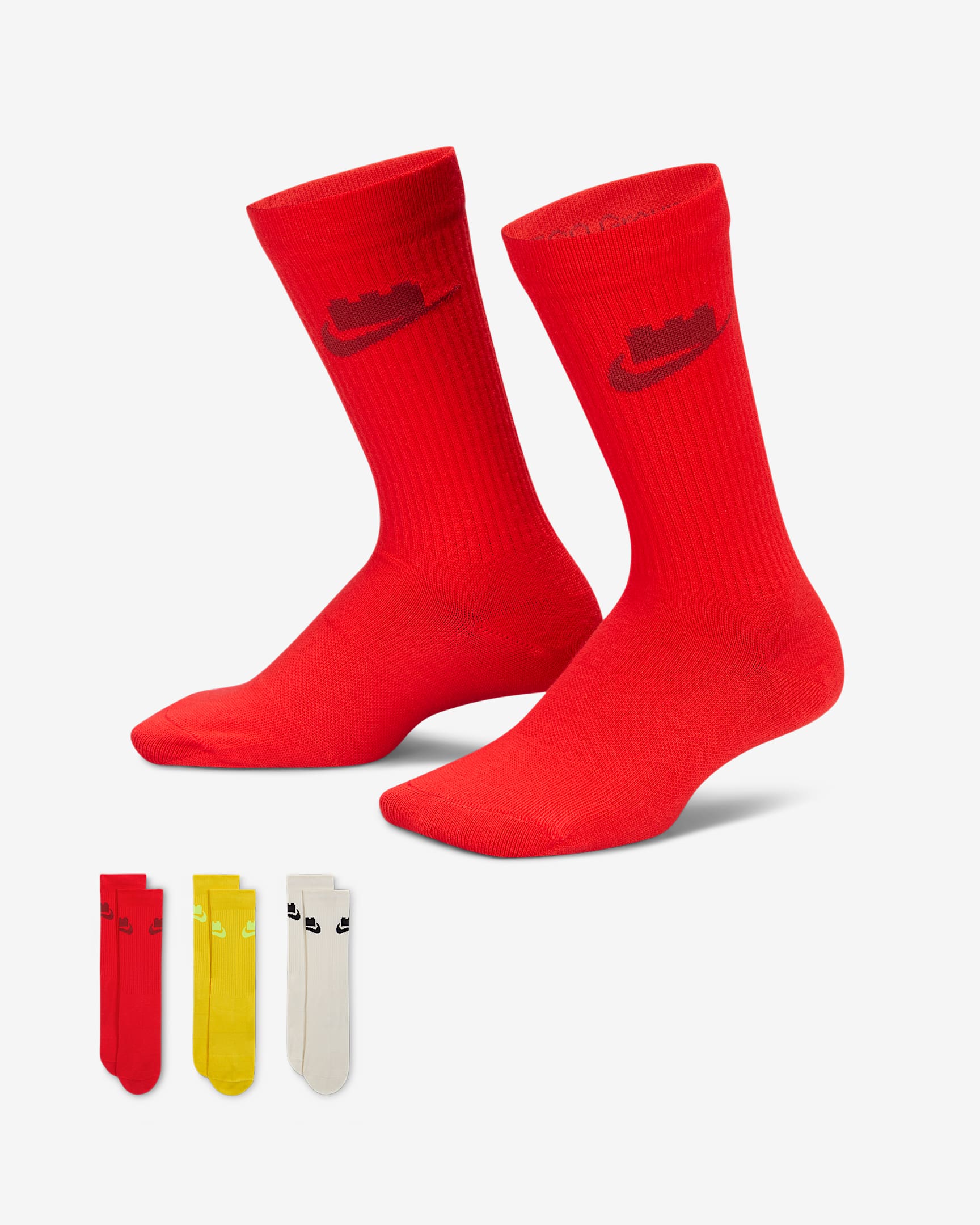 Nike x LEGO® Collection Everyday Essentials 中筒运动袜(3 双) - 多色
