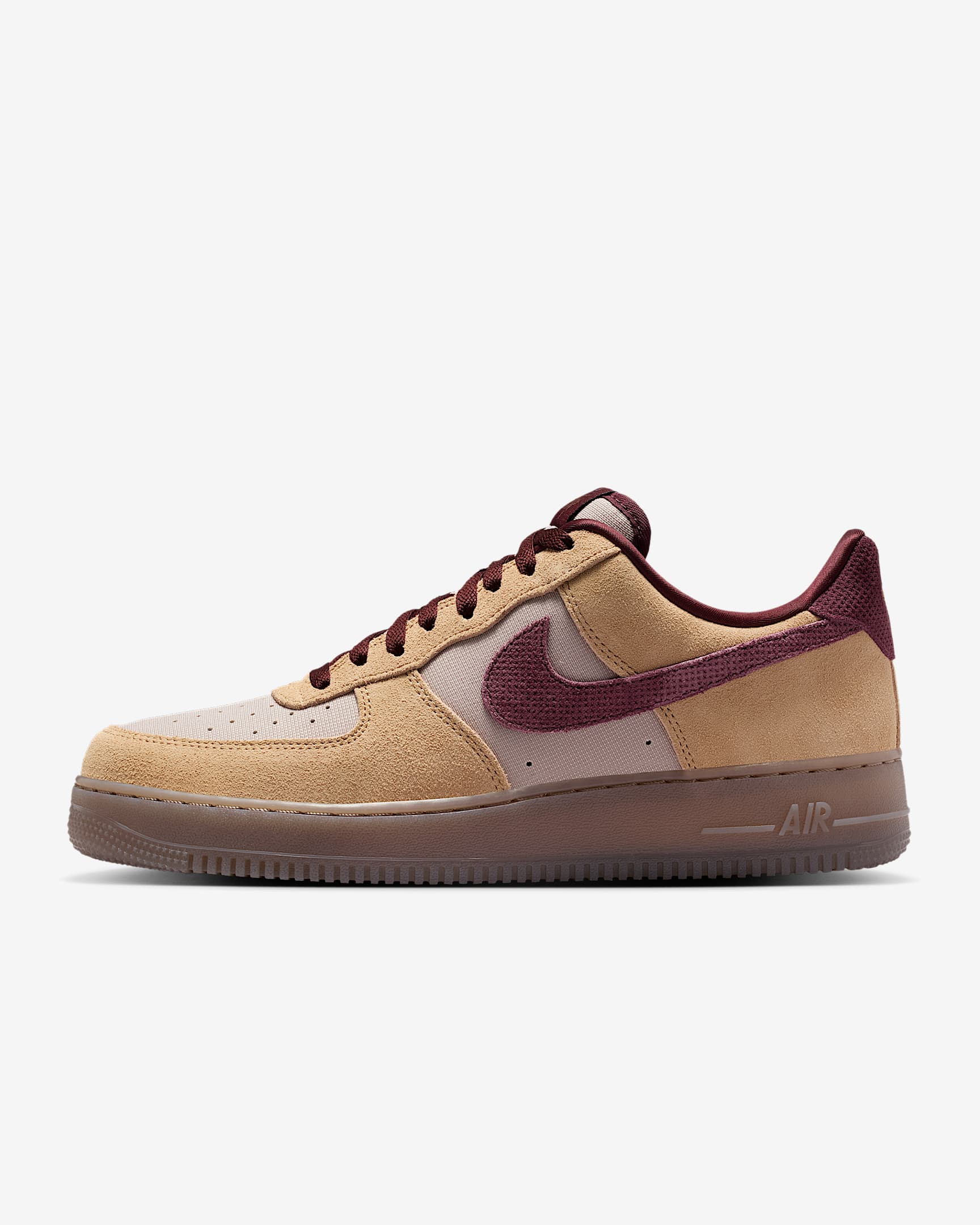 Nike Air Force 1 '07 Premium 男子空军一号运动鞋 - 亚麻/温和冷月光/貂棕/鲜亮勃艮第酒红