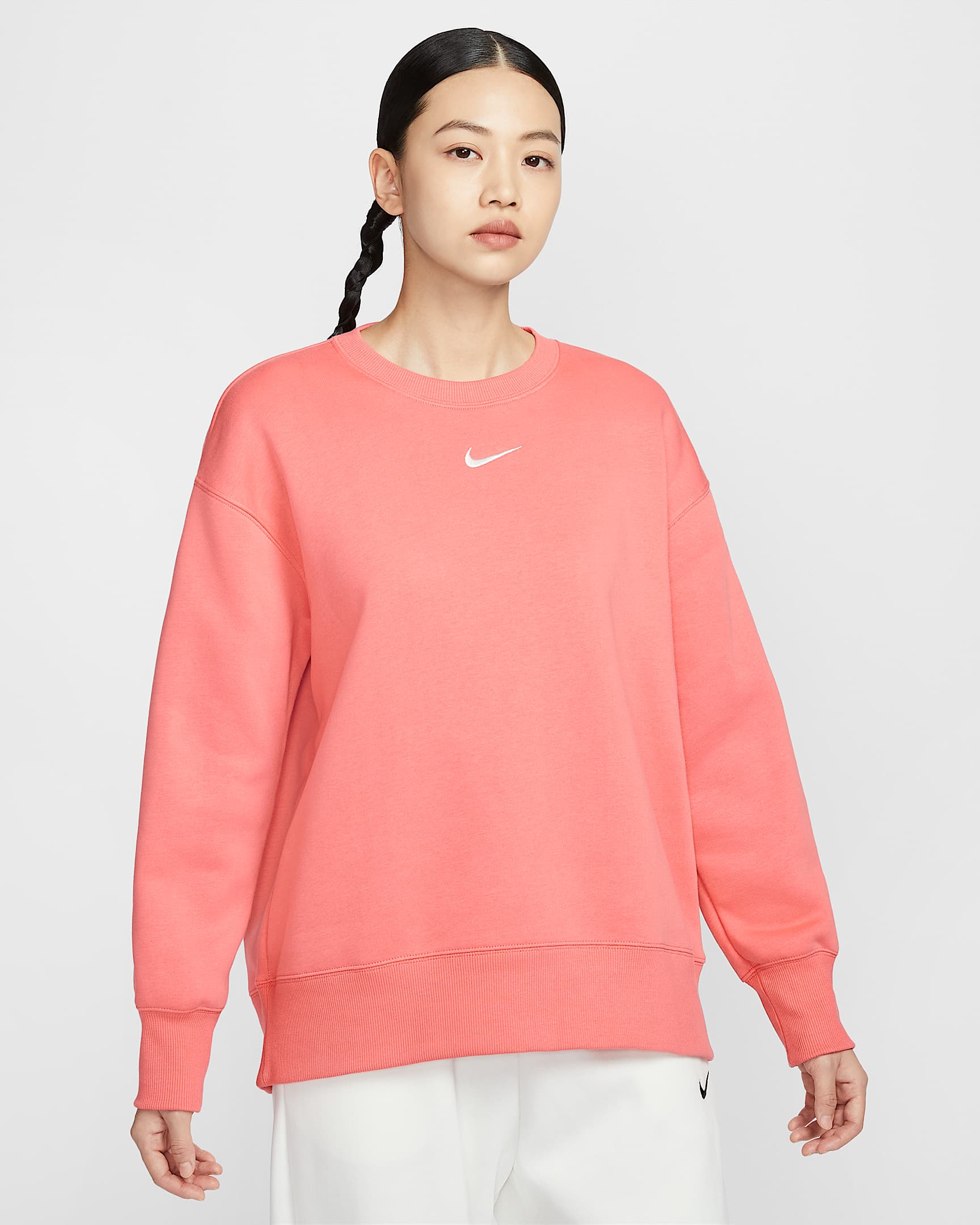 Nike Sportswear Phoenix Fleece 女子 Oversize 风加绒圆领运动衫 - 神秘焰火色/帆白