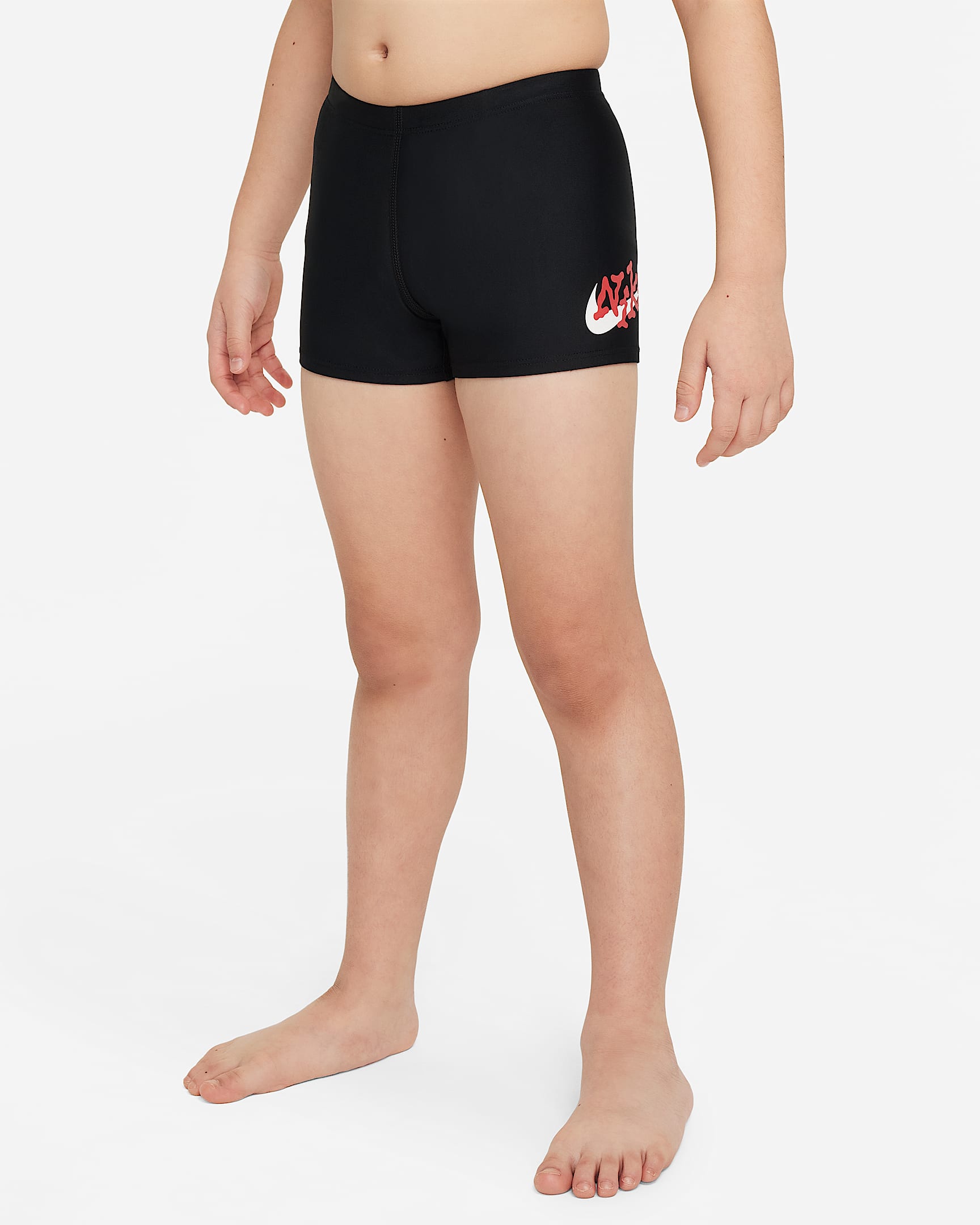 Nike Swim 大童(男孩)平角泳裤 - 黑/大学红/白色/白色