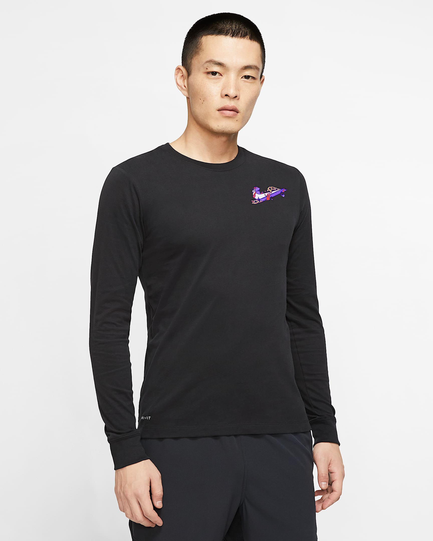 Nike Dri-FIT 男子长袖训练T恤 - 黑