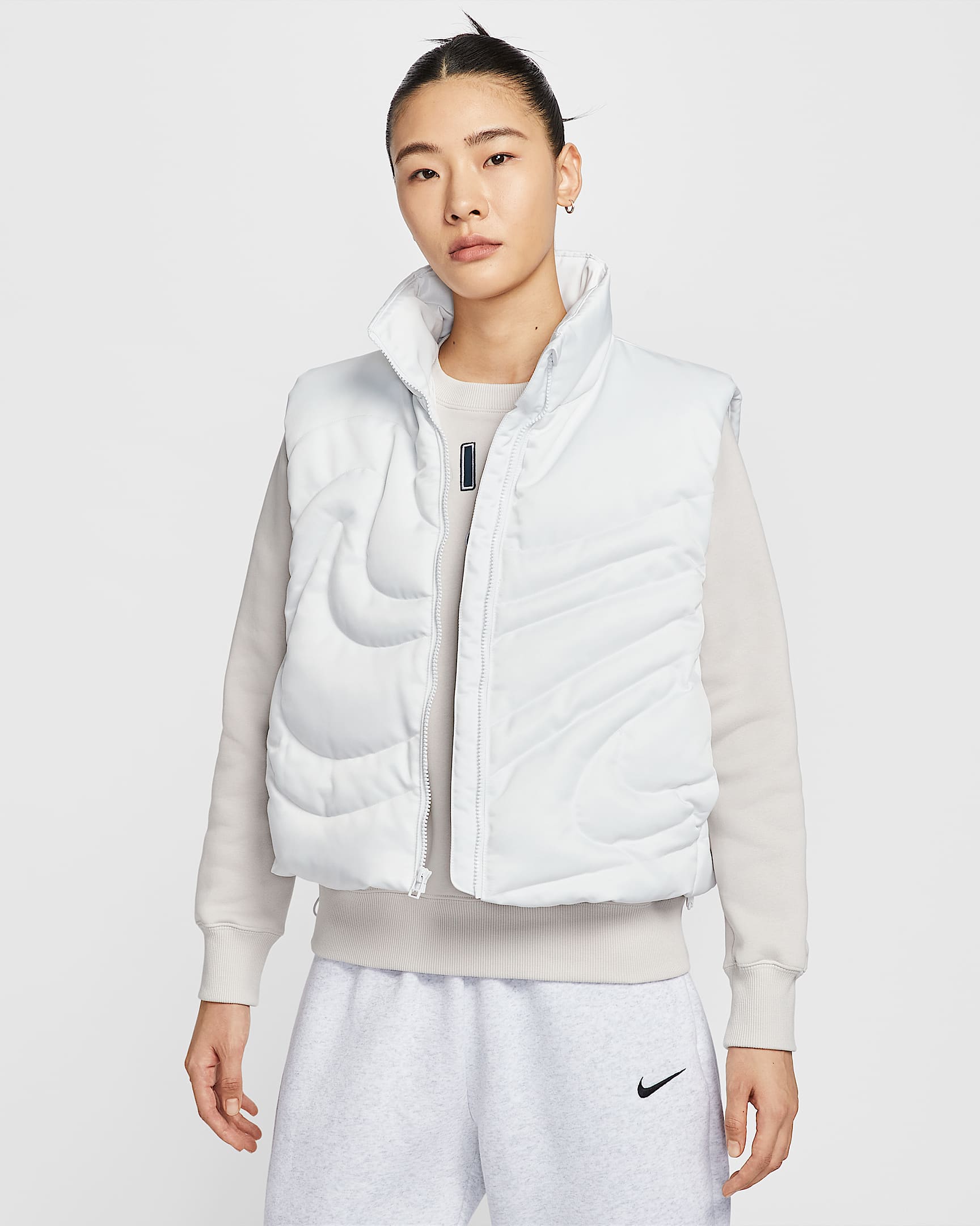 Nike Sportswear Swoosh Series 女子 Oversize 风羽绒马甲 - 山峰白/山峰白