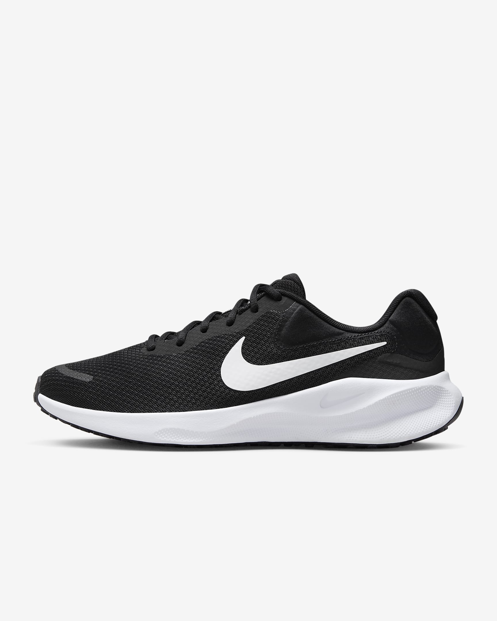 Nike Revolution 7 男子公路跑步鞋 - 黑/白色