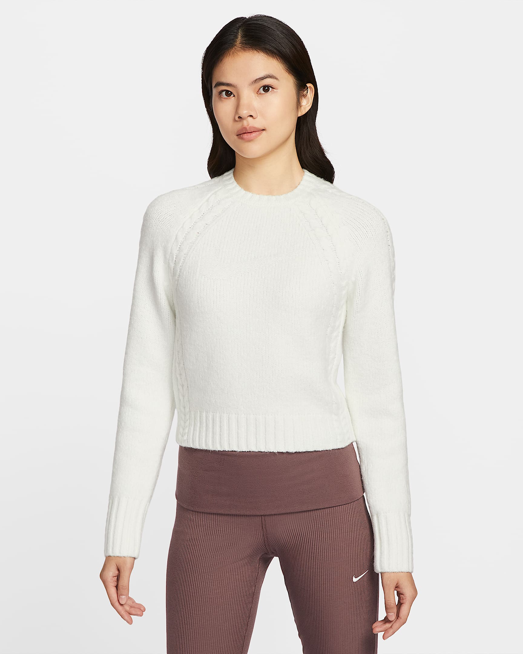 Nike Sportswear Chill Knit 女子修身长袖毛衣 - 帆白/黑