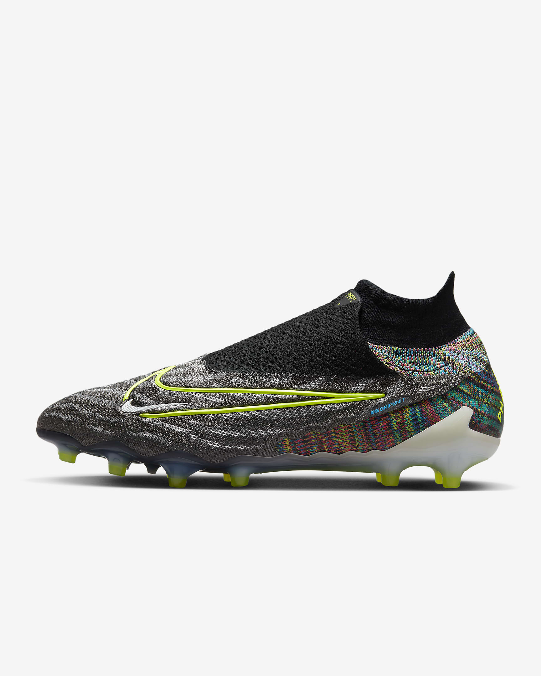 Nike Phantom GX ELT DF Fusion AG-Pro 暗煞系列男子人造草地足球鞋 - 黑/白色/光辉蓝/荧光黄