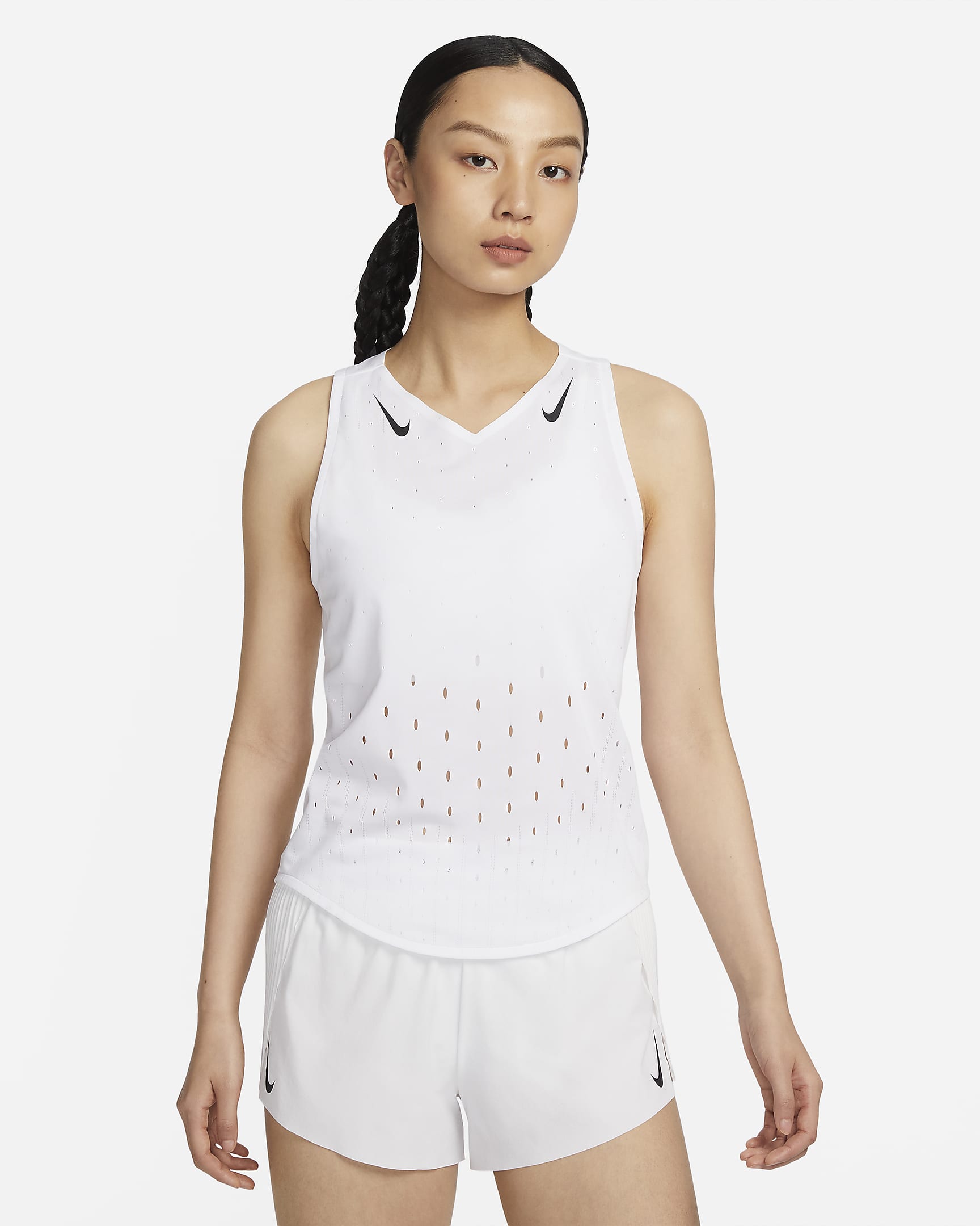 Nike AeroSwift Dri-FIT ADV 女子速干跑步背心 - 白色/黑/黑