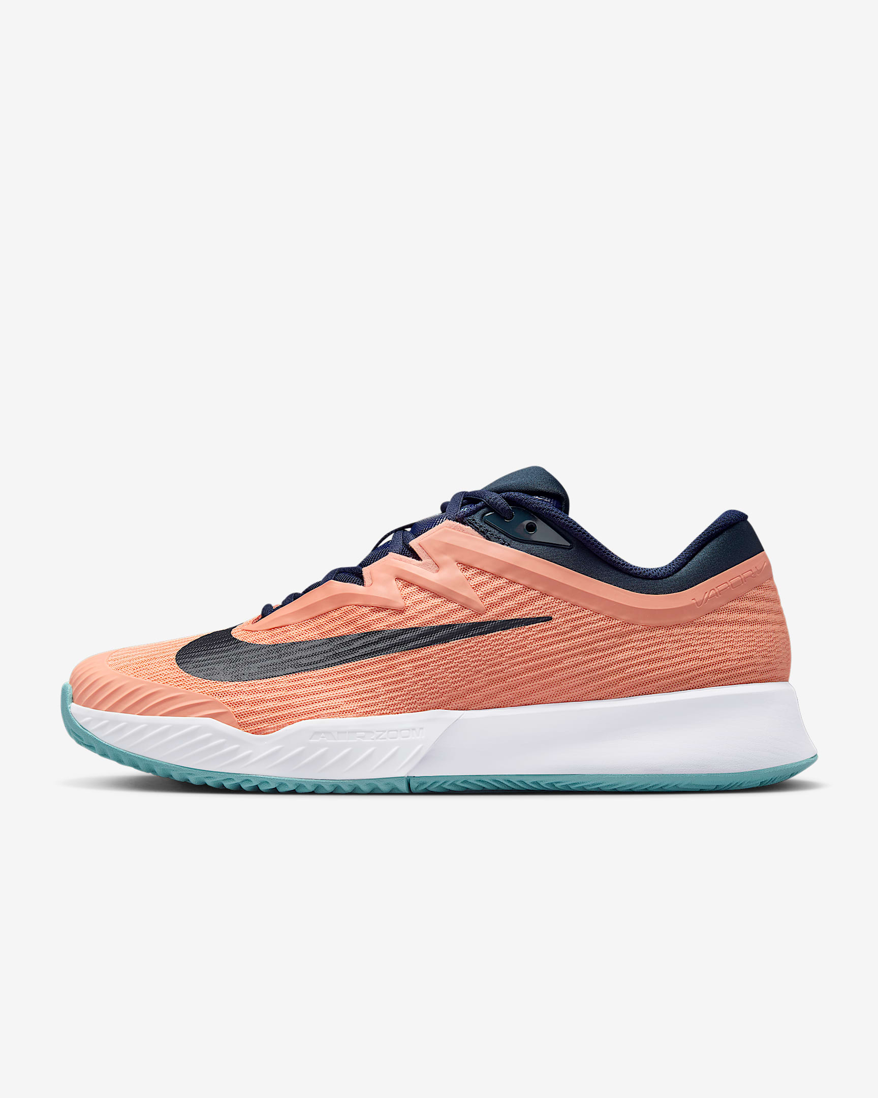 Nike Vapor Pro 3 男子红土球场网球鞋 - 杏黄粉/白色/牛仔蓝绿/黑曜石色