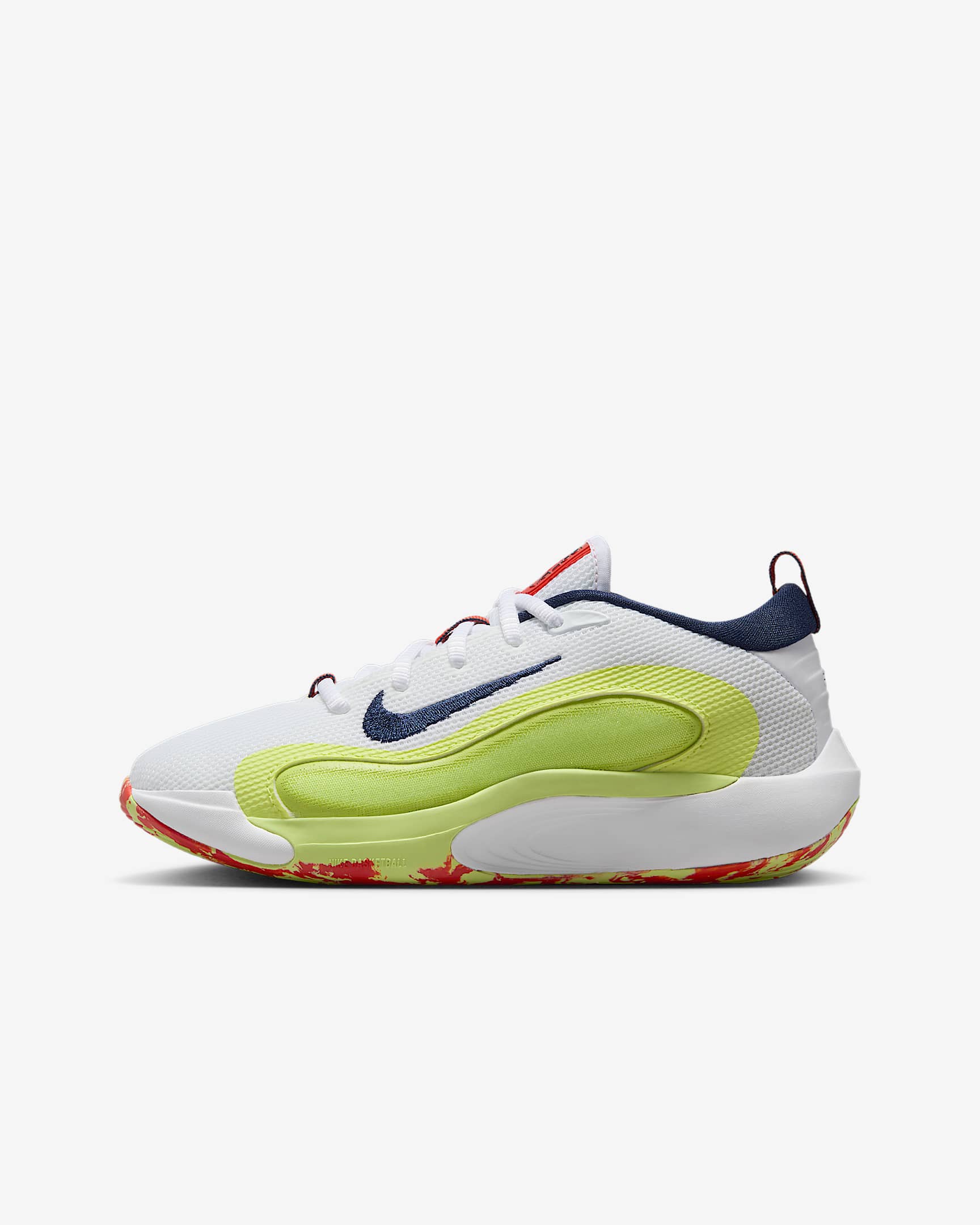 Nike IsoFly 大童篮球鞋 - 白色/亮石灰色/浅柠檬黄/深藏青