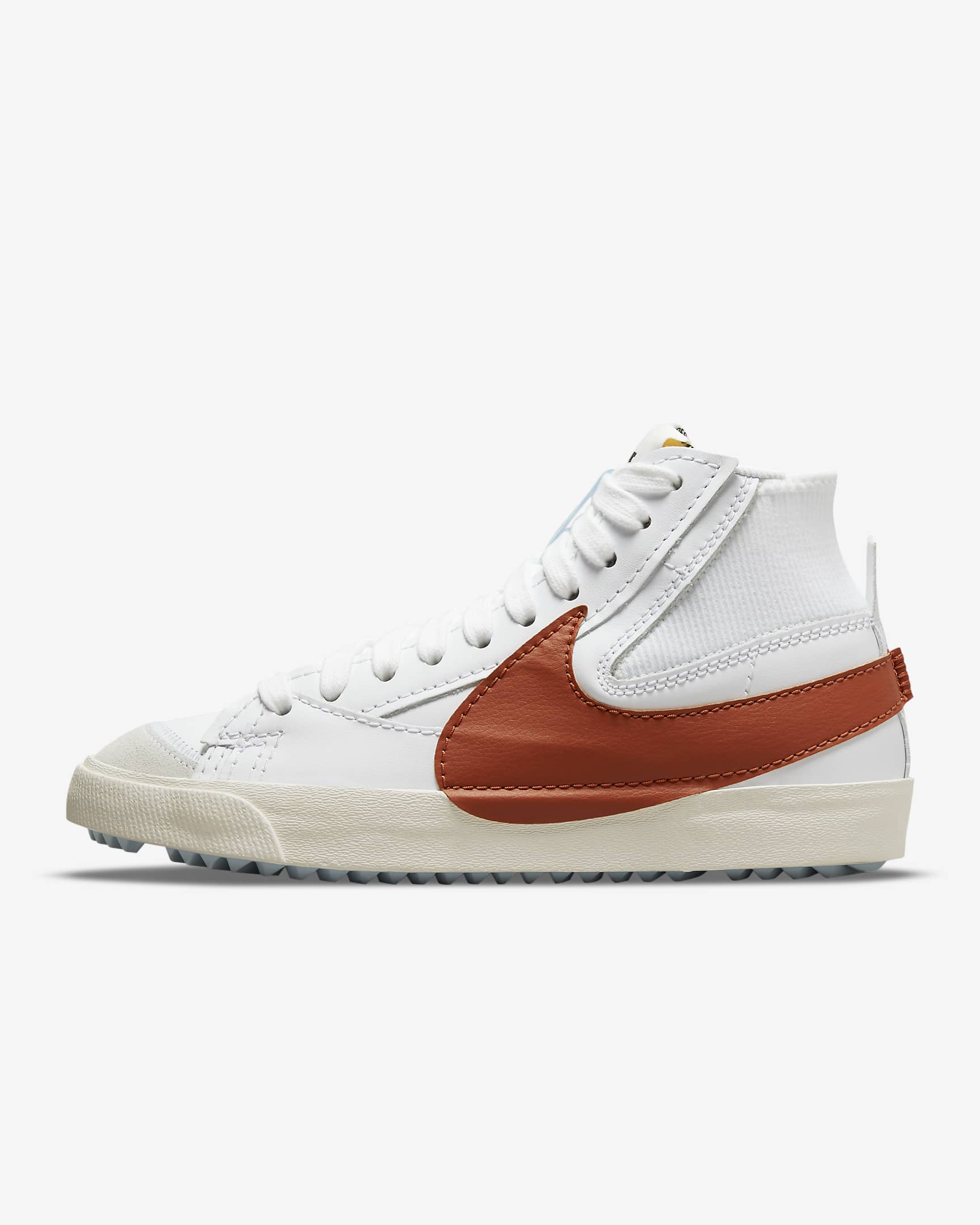 Nike Blazer Mid '77 Jumbo 男子经典复古运动鞋 - 白色/白色/帆白/暗赤褐