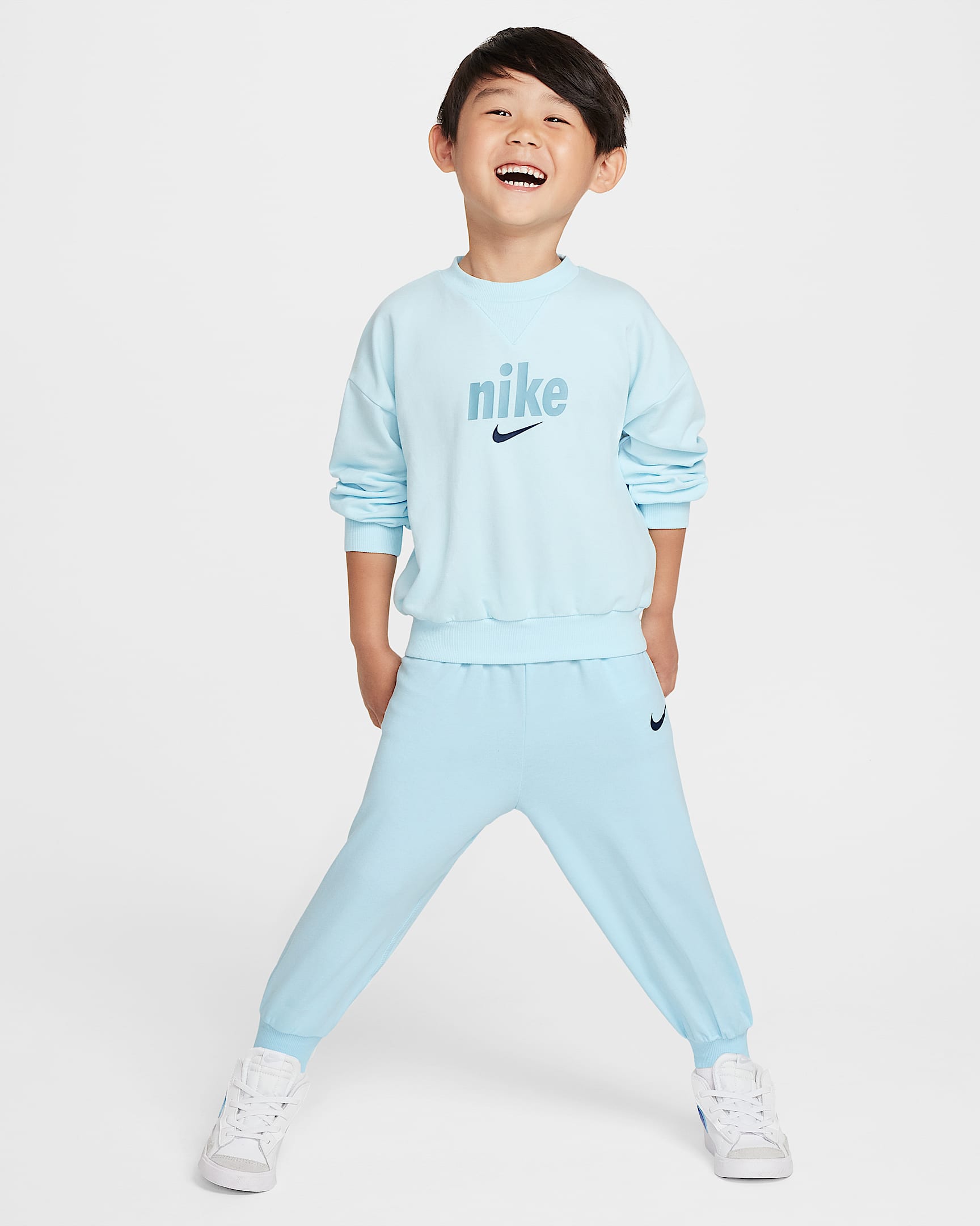 Nike E1D1 婴童圆领上衣和长裤套装 - 冰川蓝