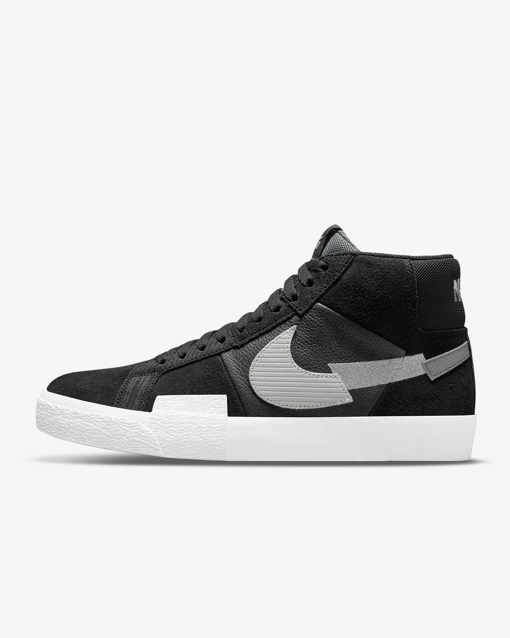 Nike SB Zoom Blazer Mid PRM 男/女滑板鞋 - 黑/狼灰/冷灰/白色