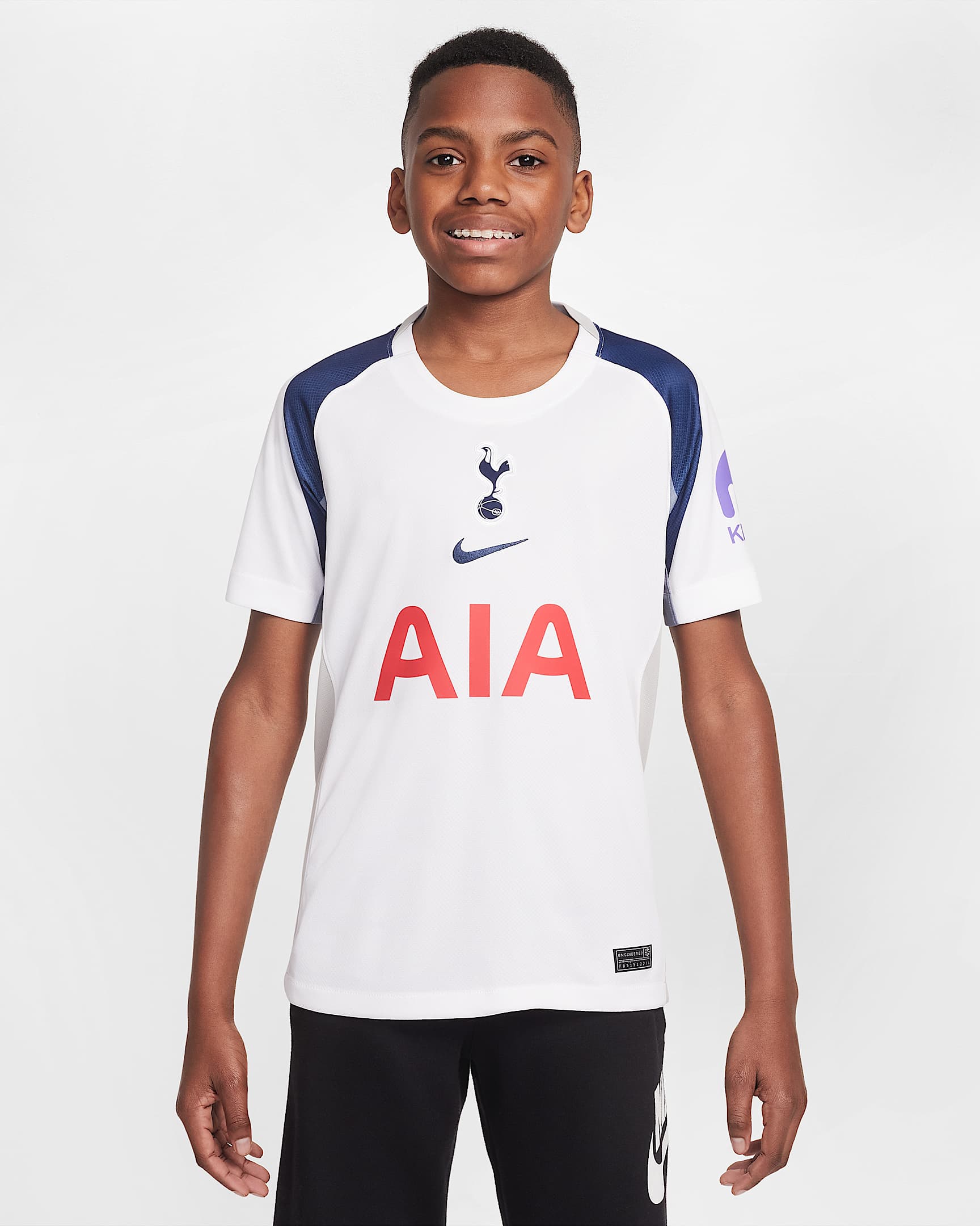 2025/26 赛季托特纳姆热刺主场球迷版 Nike Dri-FIT 大童速干足球球衣 - 白色/浅铁矿石灰/二元蓝