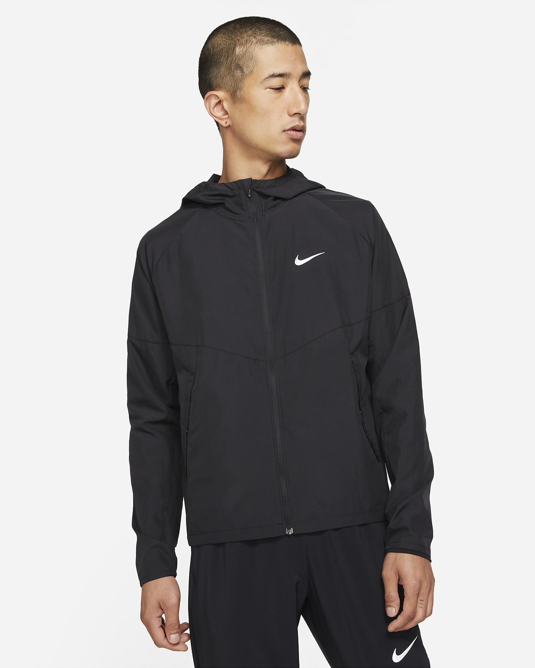 Nike Repel Miler 男子拒水跑步夹克 - 黑/黑