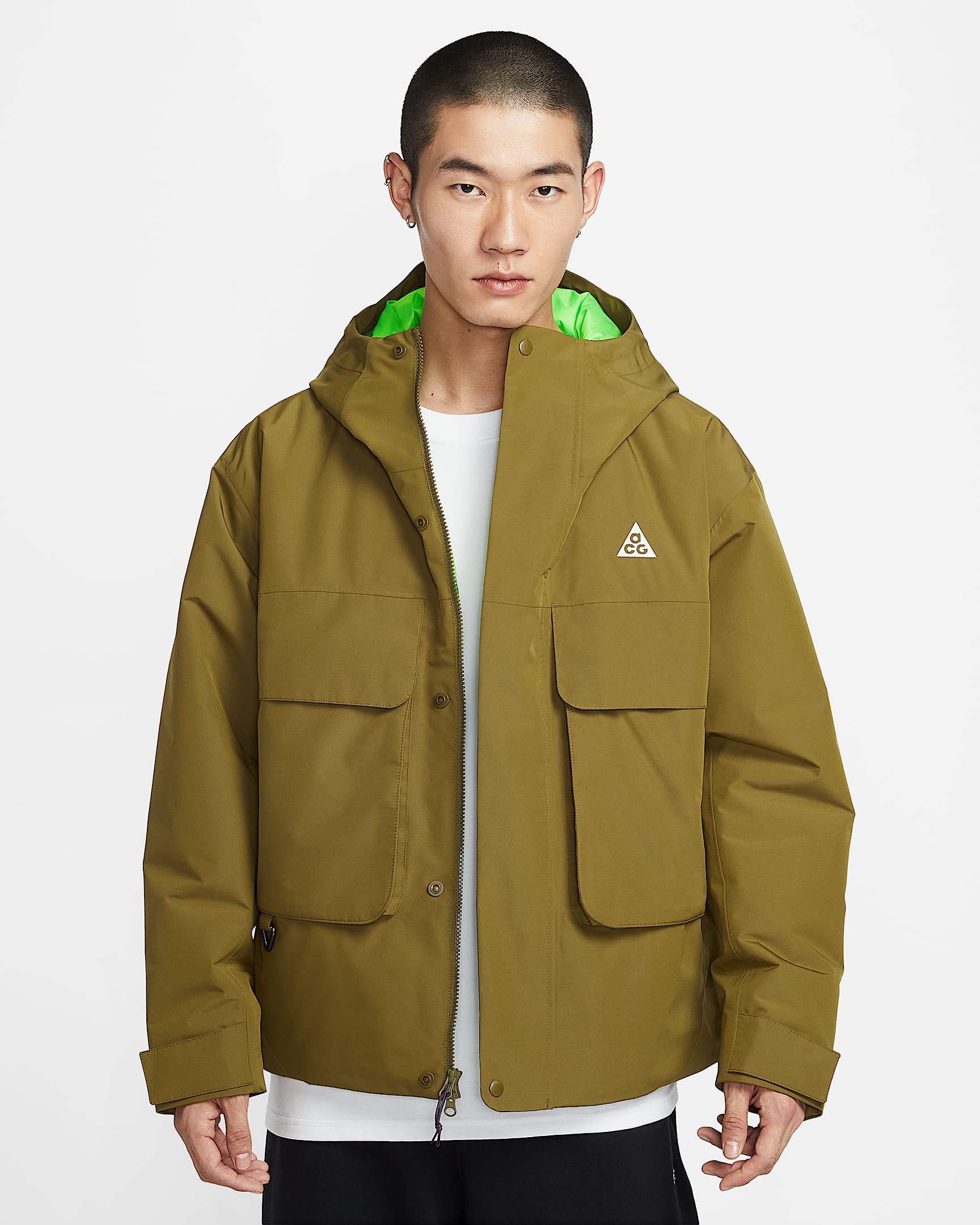 Nike ACG PrimaLoft® "Skull Peak" Storm-FIT 男子防风拒水棉服夹克 - 高射炮橄榄绿/明绿/黑/山峰白