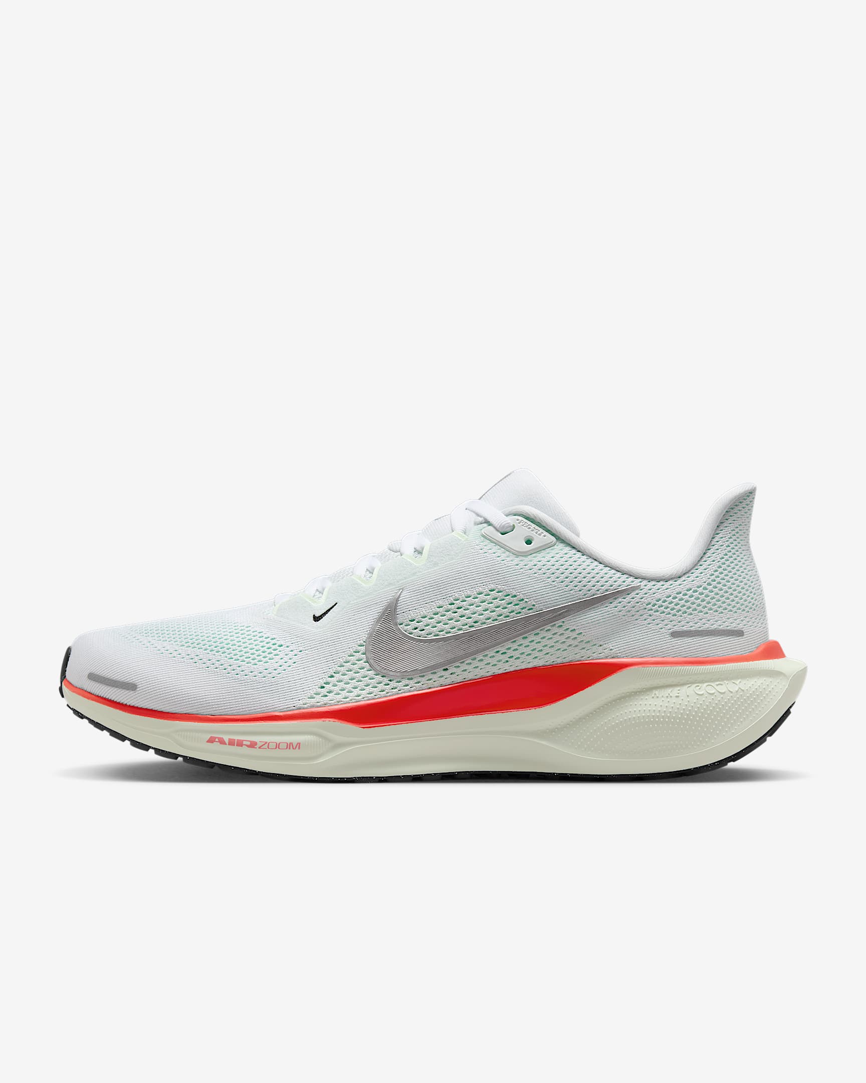 Nike Pegasus 41 耐克飞马男子公路跑步鞋 - 白色/微绿/亮深红/金属银