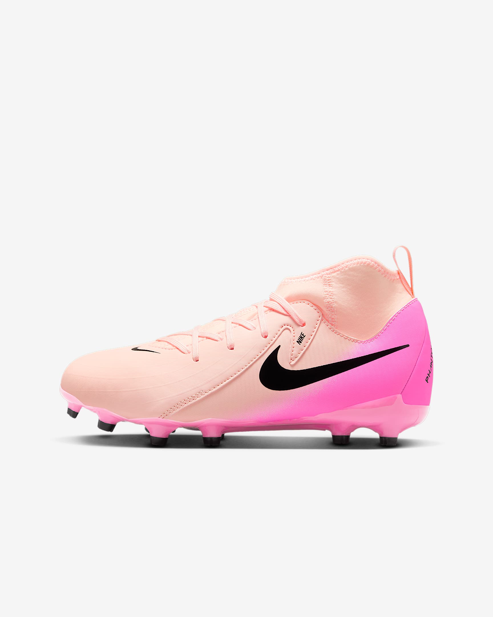 Nike Jr. Phantom Luna 2 Academy 耐克月煞系列 MG 大童多种场地高帮足球鞋 - 浅深红/爆炸粉/黑