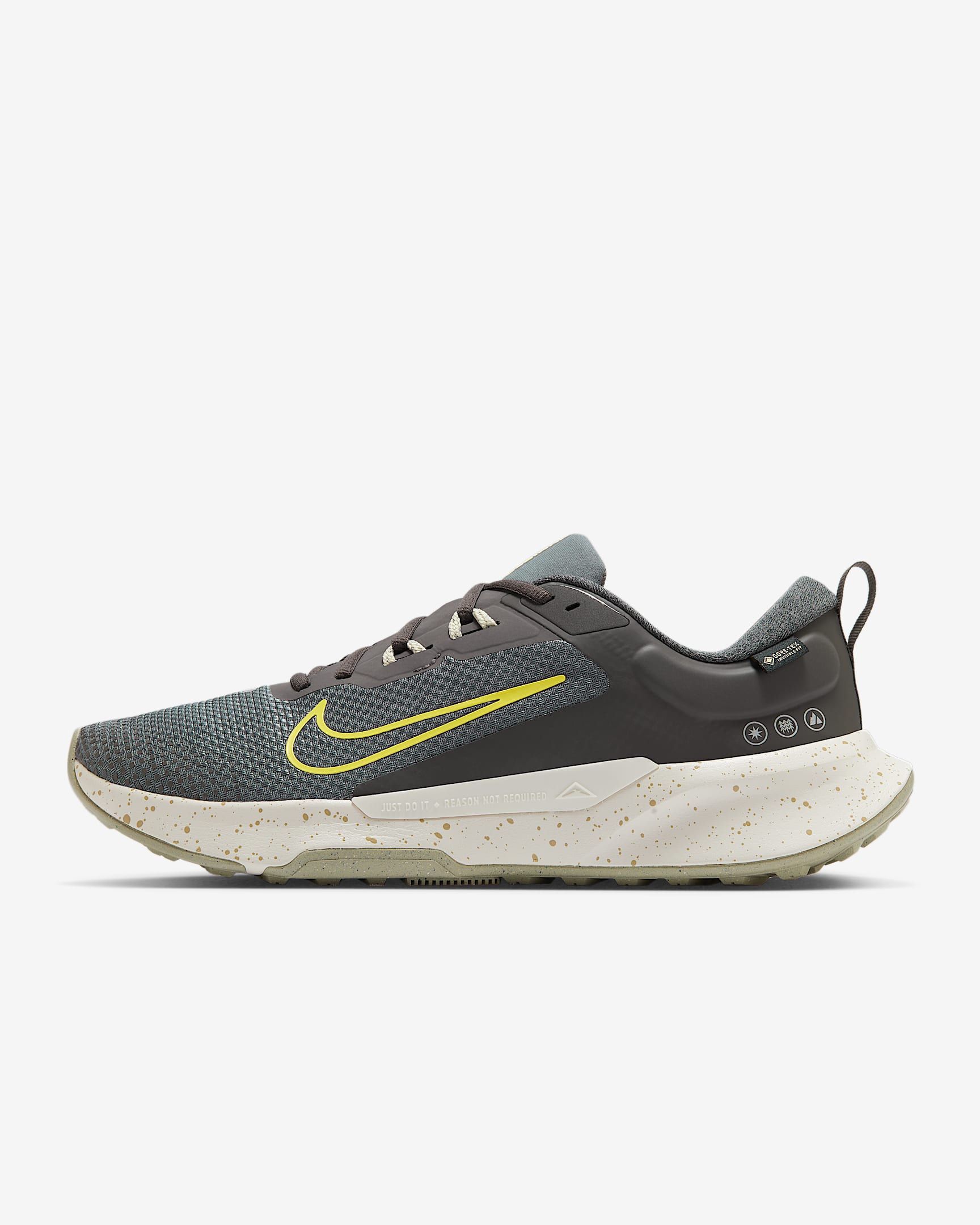 Nike Juniper Trail 2 GORE-TEX 男子户外防水越野跑步鞋 - 中灰/沙漠卡其/幻影灰白/发光黄