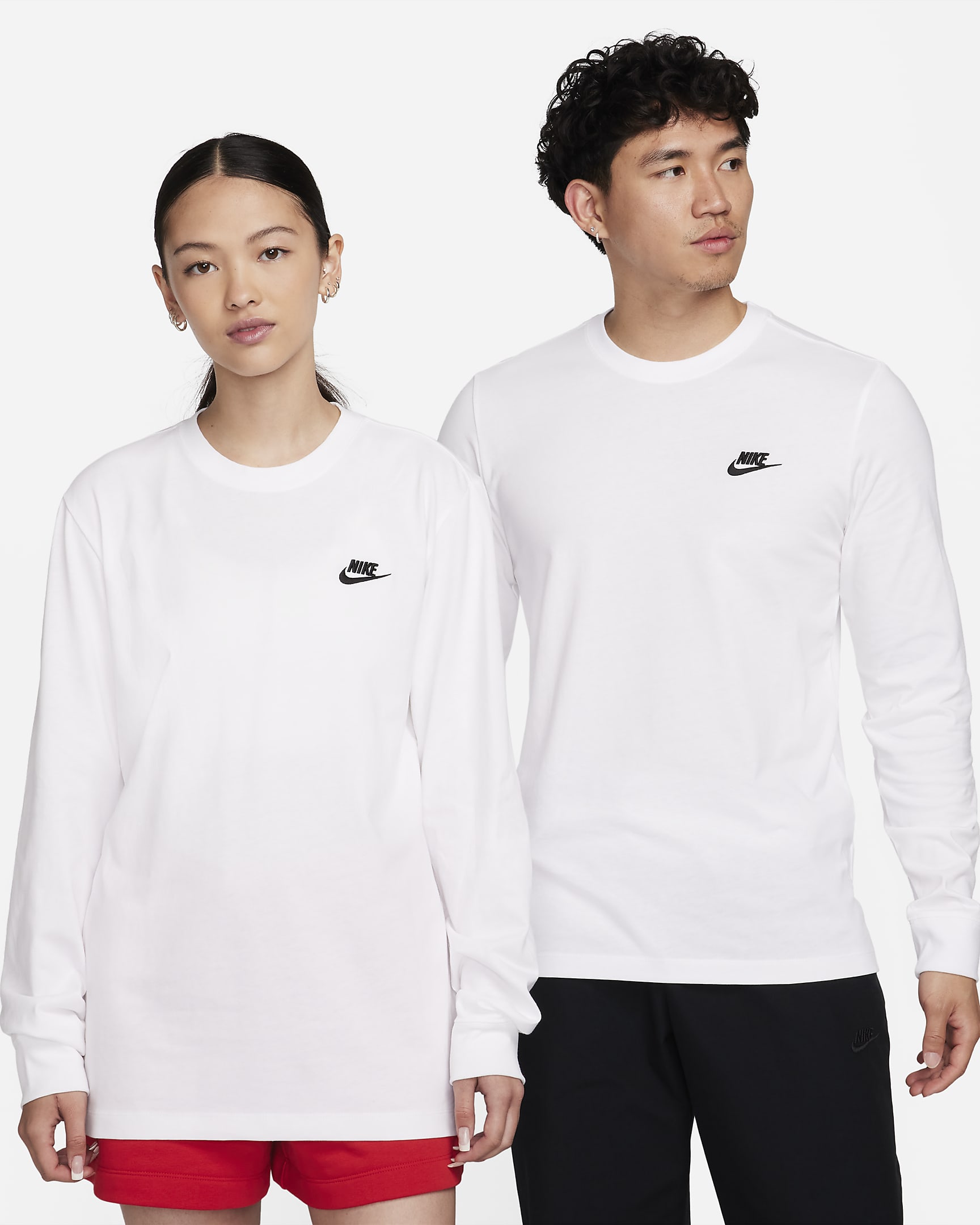 Nike Sportswear 男子长袖T恤 - 白色/黑