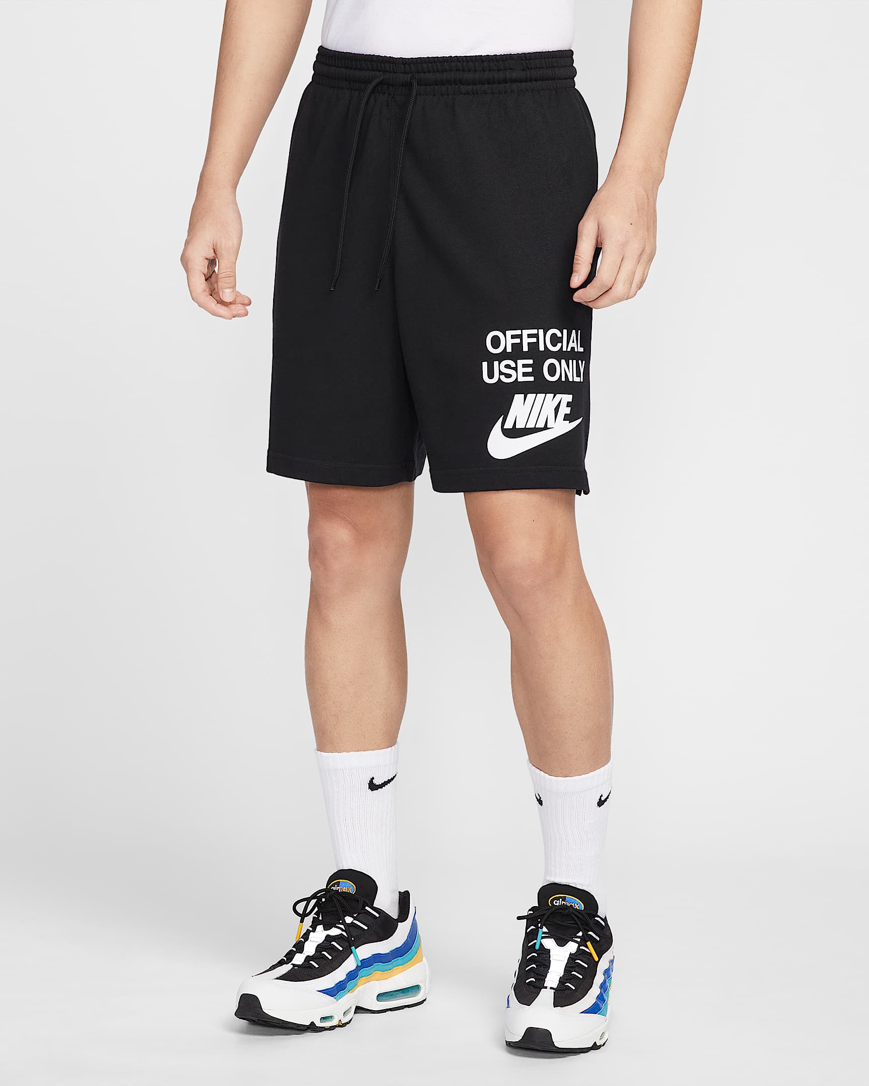 Nike Club 男子针织短裤 - 黑/黑/白色