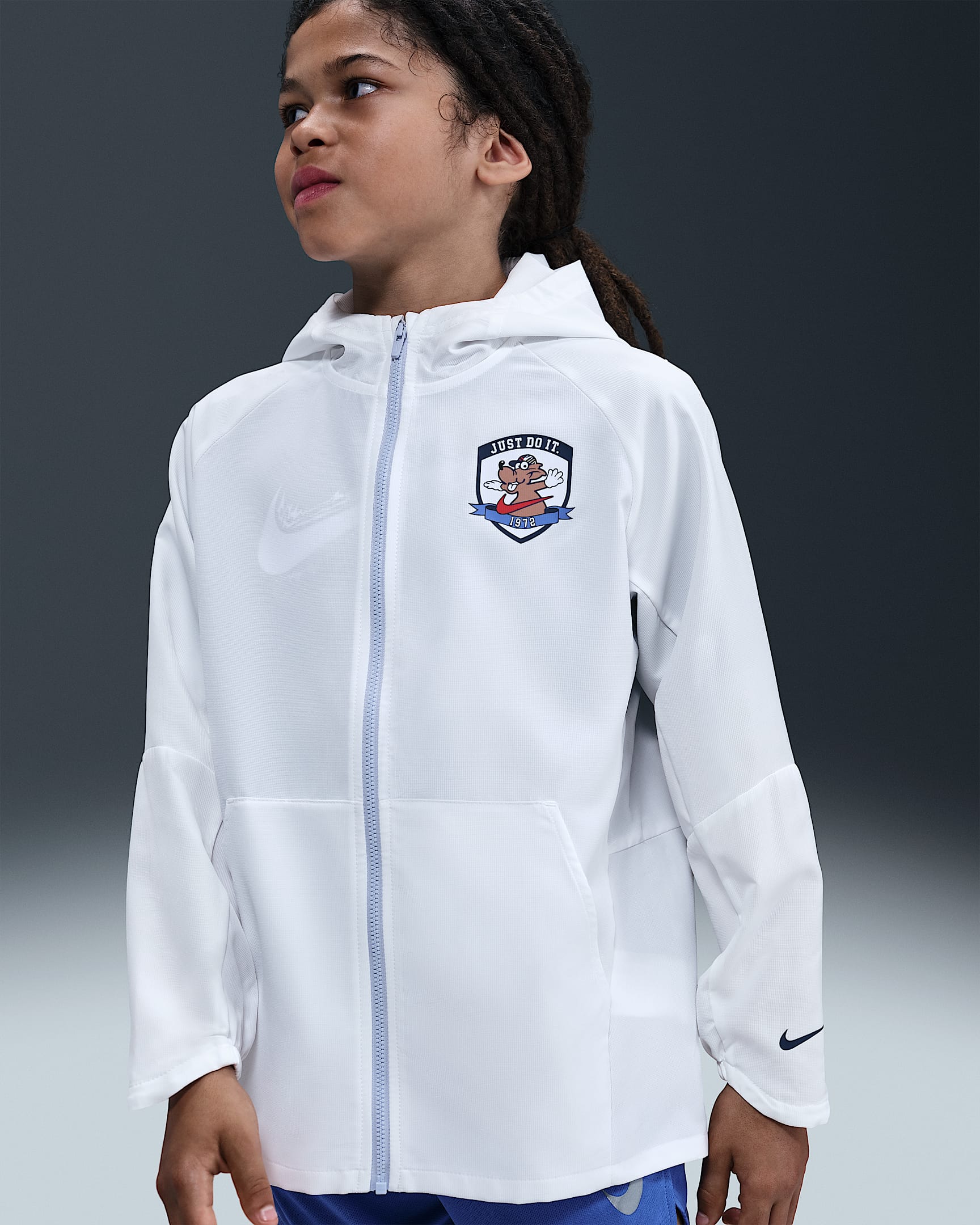 Nike Dri-FIT 大童速干训练夹克防晒衣 - 白色