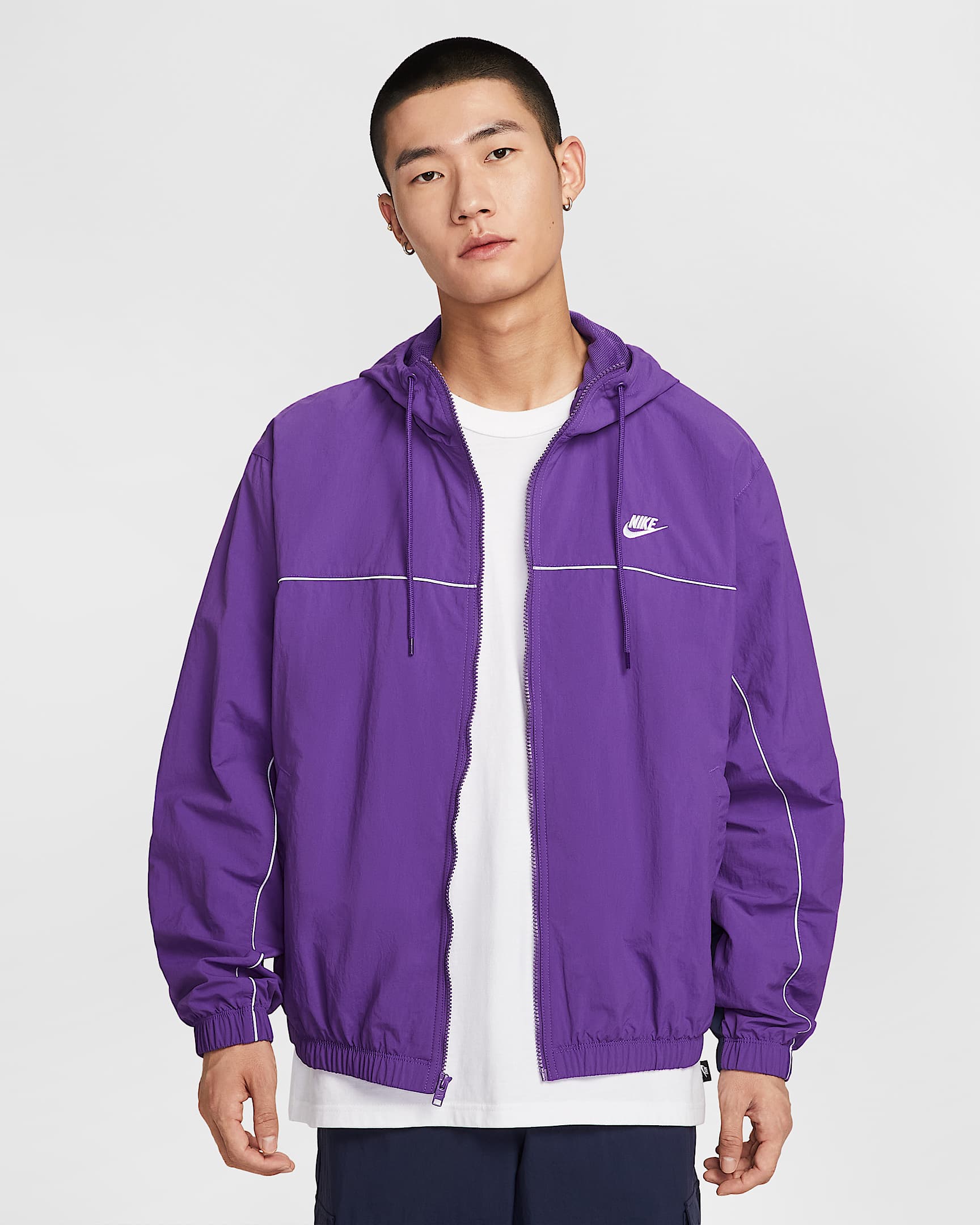 Nike Club 男子连帽复古夹克 - 野葡萄紫/黑曜石色/幻影/白色