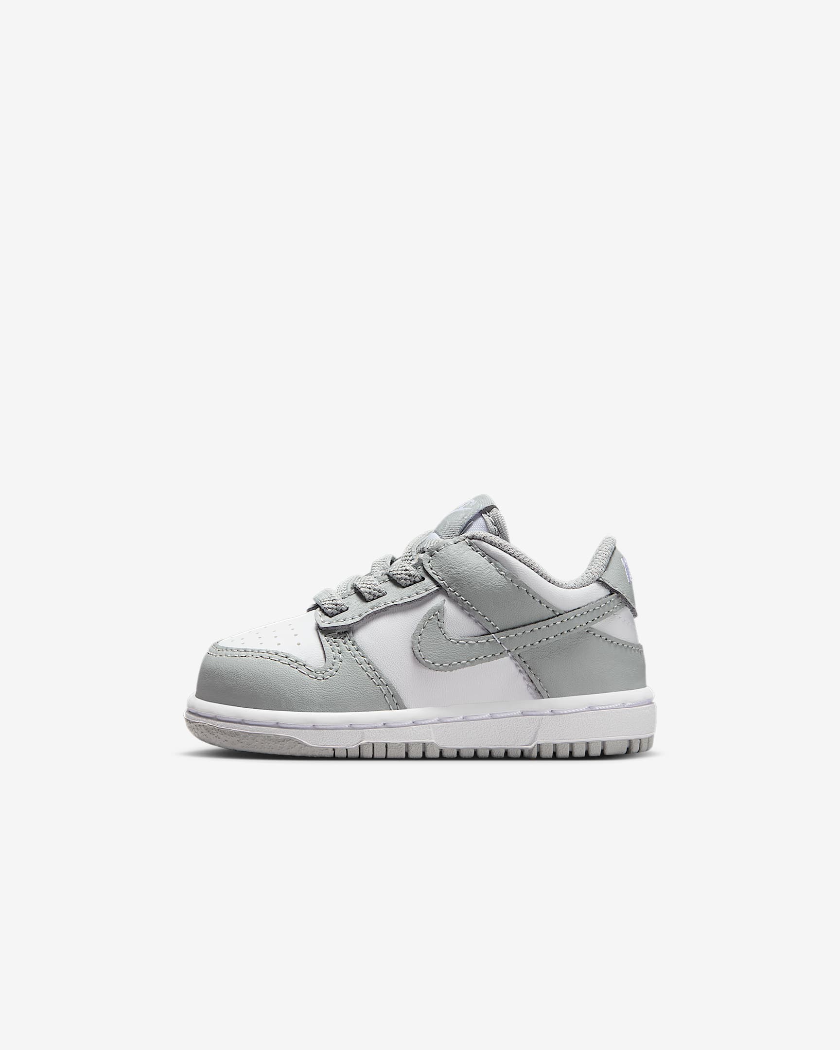 Nike Dunk Low 婴童易穿脱运动鞋板鞋 - 白色/白色/浅烟灰