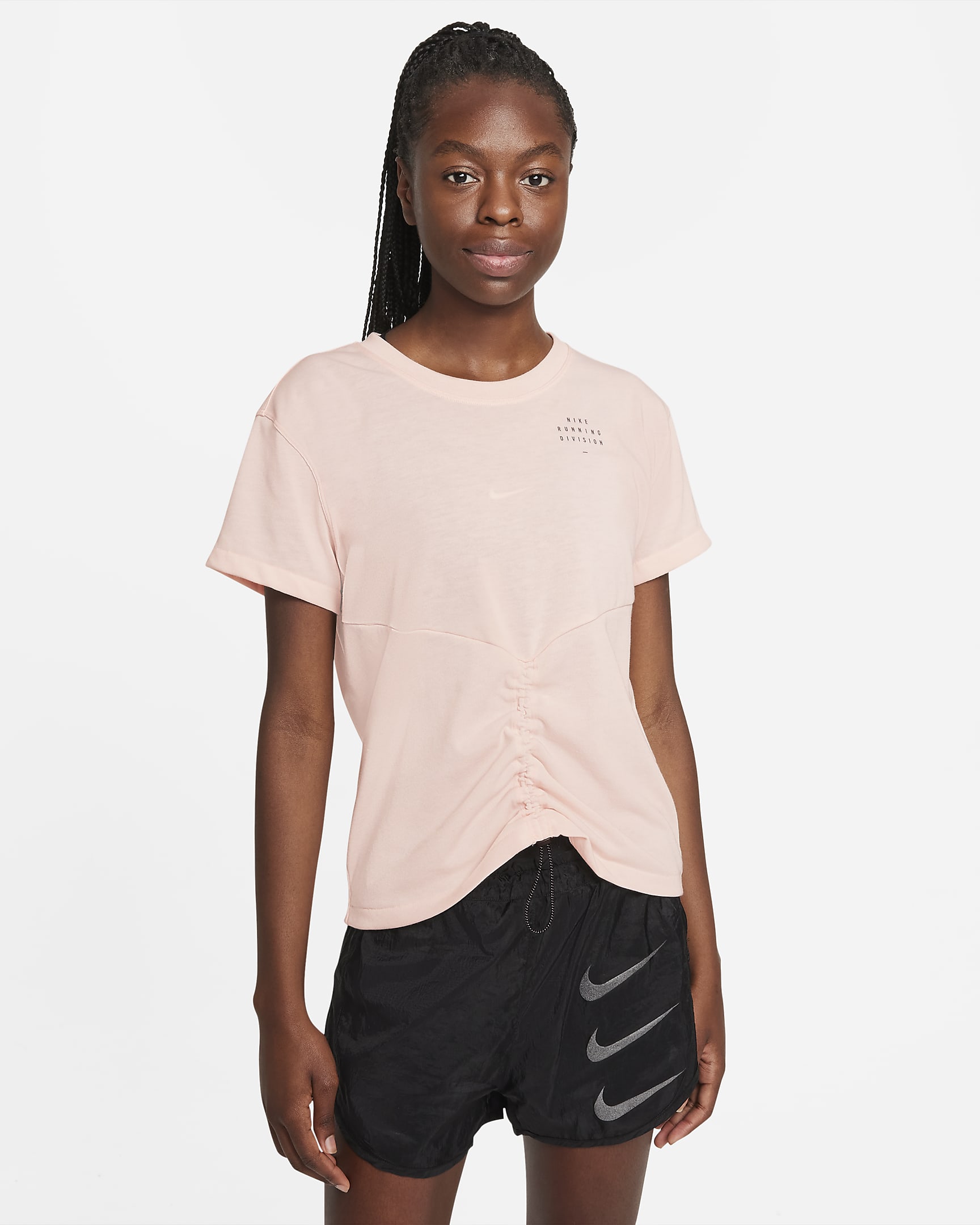 Nike Dri-FIT Run Division 女子短袖跑步上衣 - 珊瑚橙/黑/黑