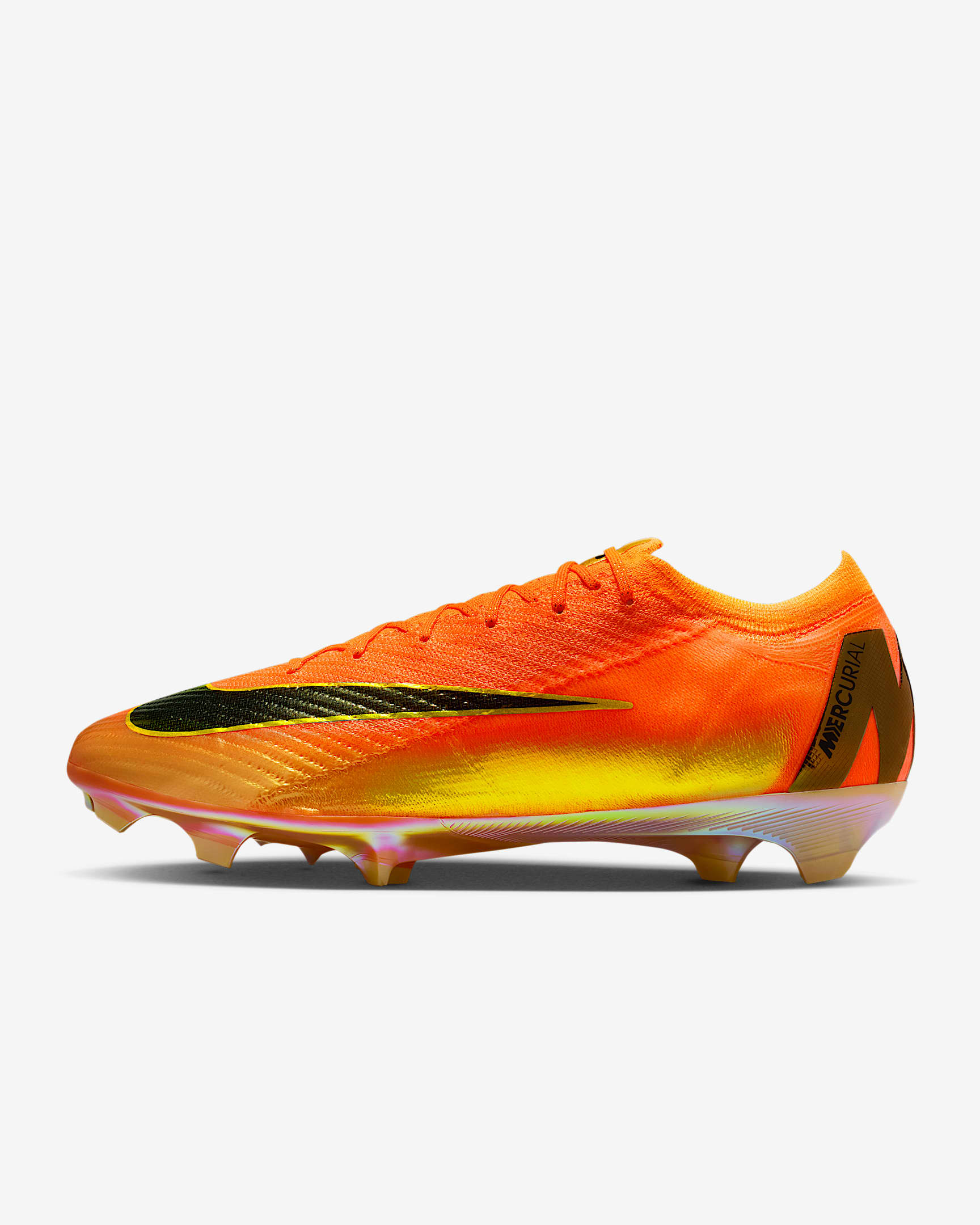 Nike Mercurial Vapor 16 Elite 耐克刺客系列男/女 FG 天然硬质草地低帮足球鞋 - 荷兰橙/金属活力金