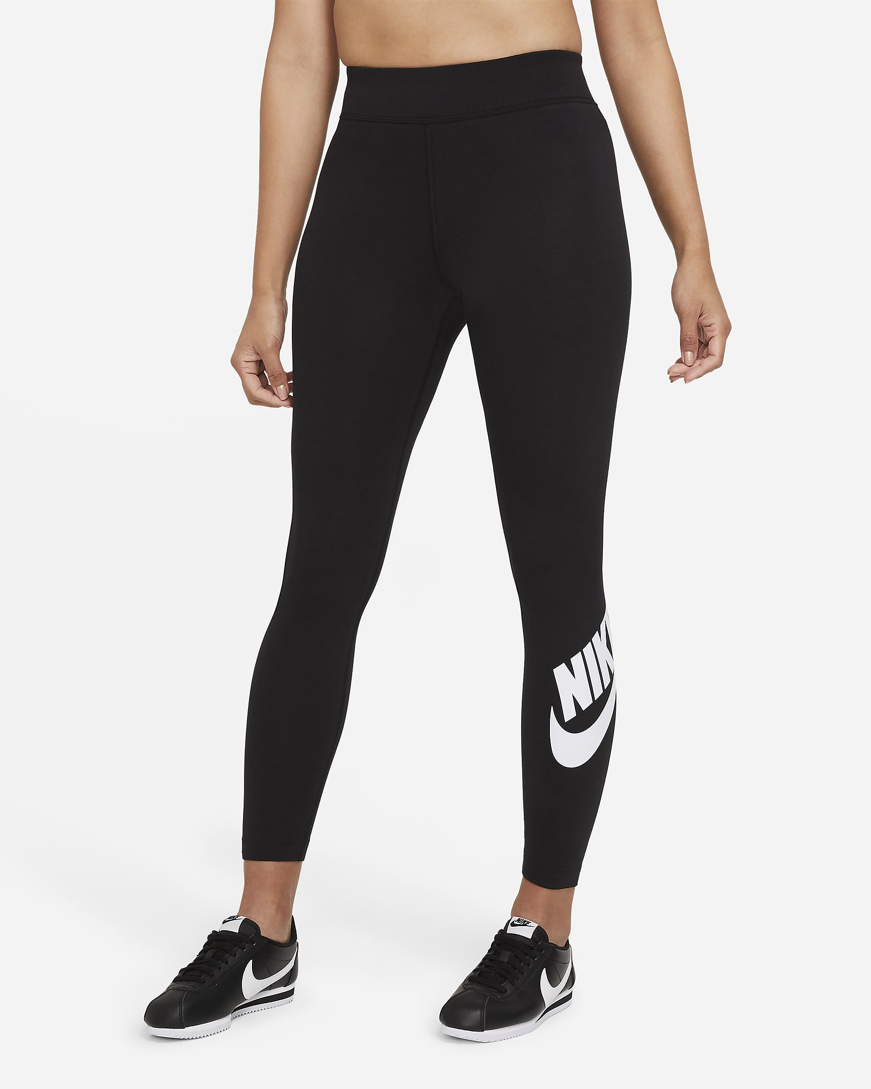 Nike Sportswear Essential 女子高腰印花紧身裤 - 黑/白色