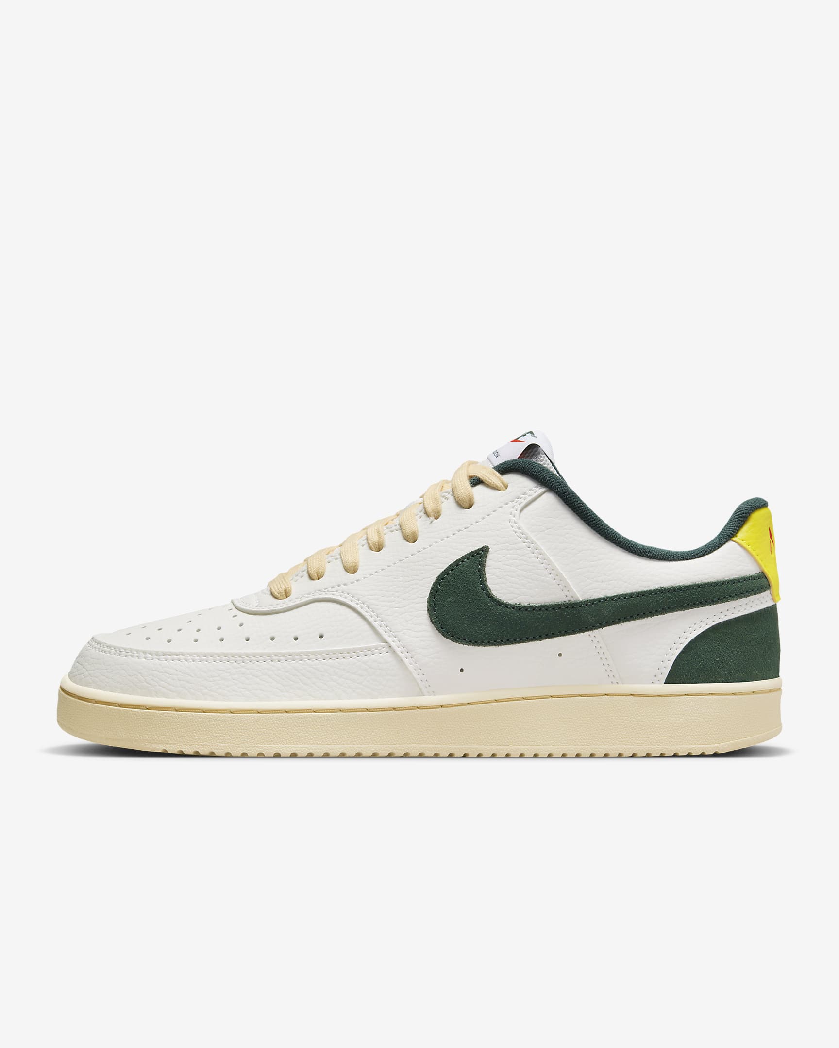 Nike Court Vision Low 男子运动鞋 - 帆白/热情红/欧皮特黄/专业绿