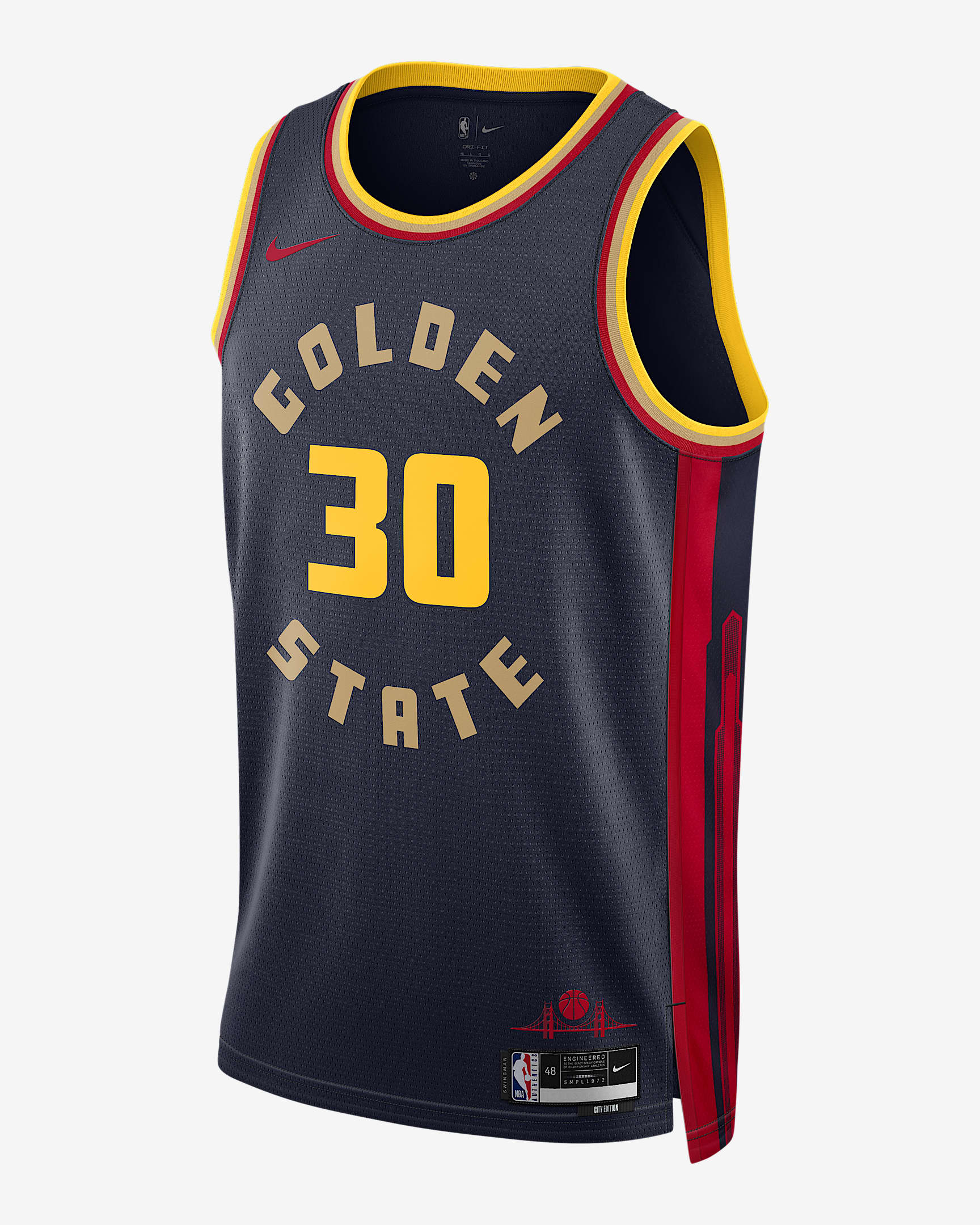 2024/25 赛季金州勇士队斯蒂芬·库里 (Stephen Curry) City Edition Nike Dri-FIT NBA Swingman Jersey 男子速干球衣 - 大学深蓝