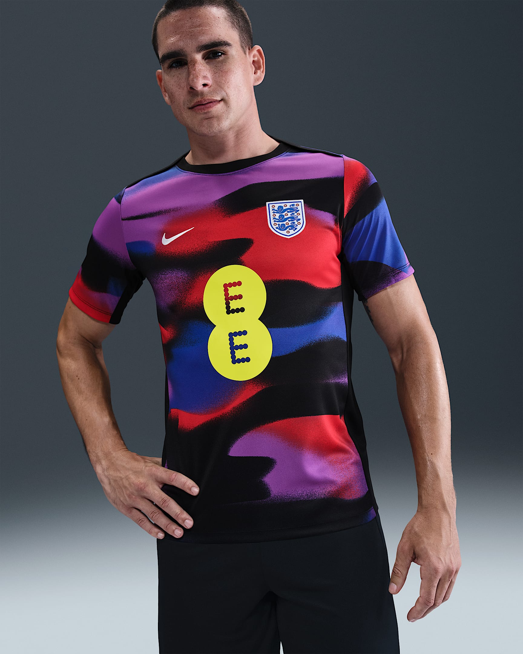 英格兰队 Academy Pro Nike Dri-FIT 男子赛前速干短袖足球上衣 - 皇家蓝/黑/白色