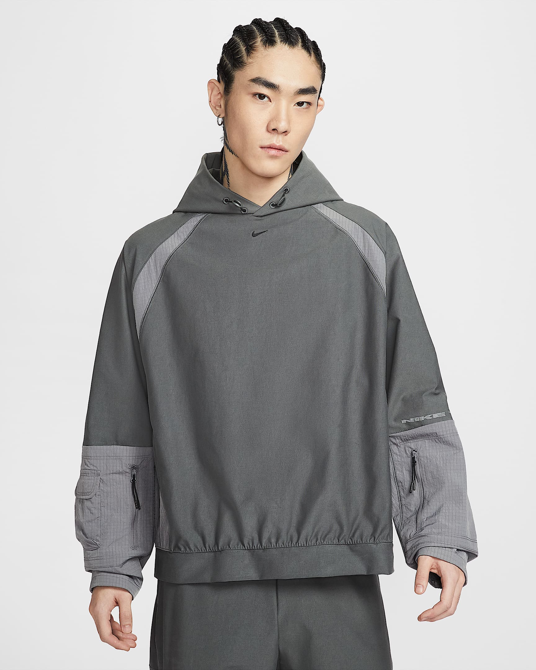 Nike Tech Dri-FIT Shori 男子速干机能风连帽衫 - 铁灰/笔尖灰黑色/黑