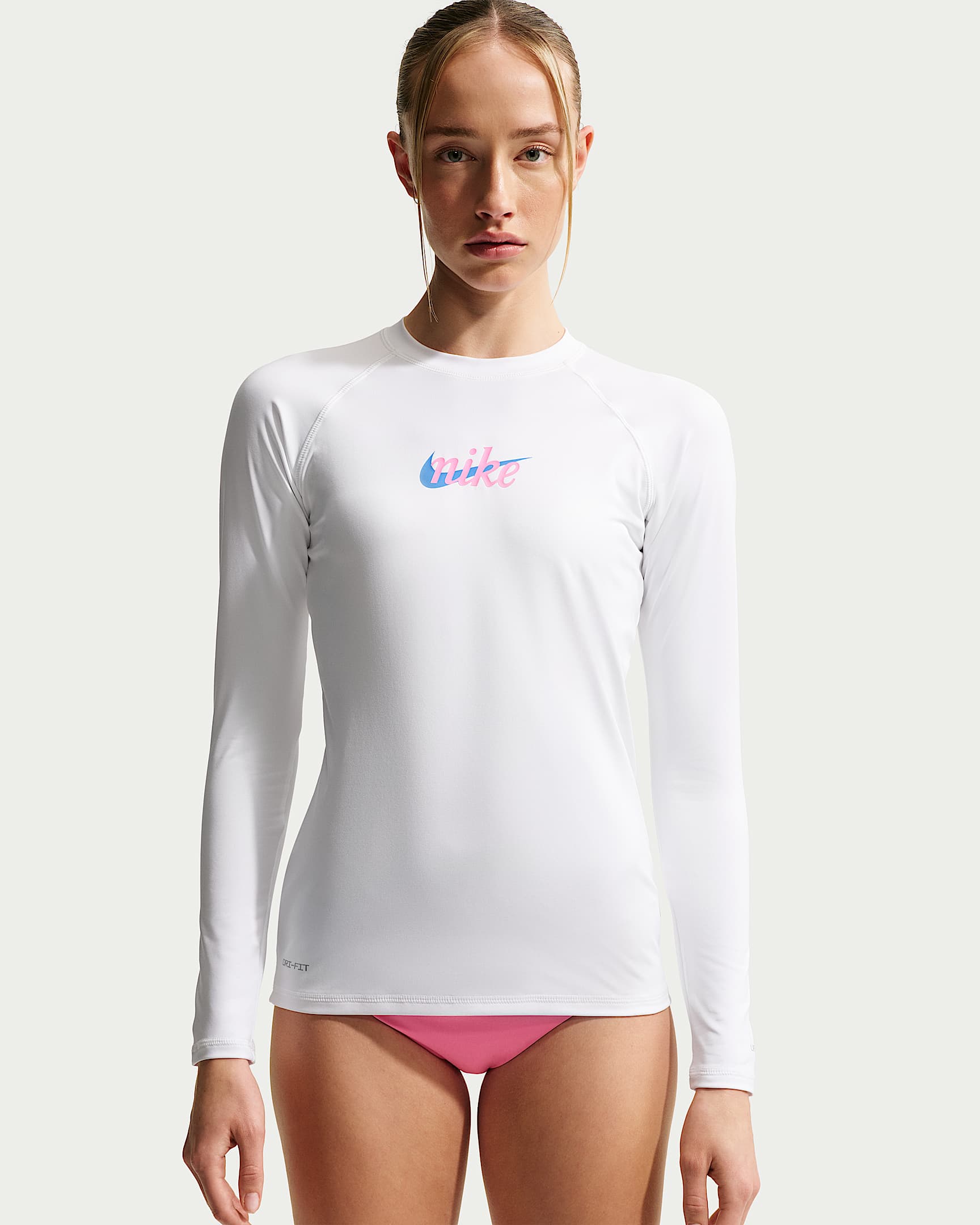 Nike Swim Hydroguard Dri-FIT 女子速干长袖上衣 - 白色/黑