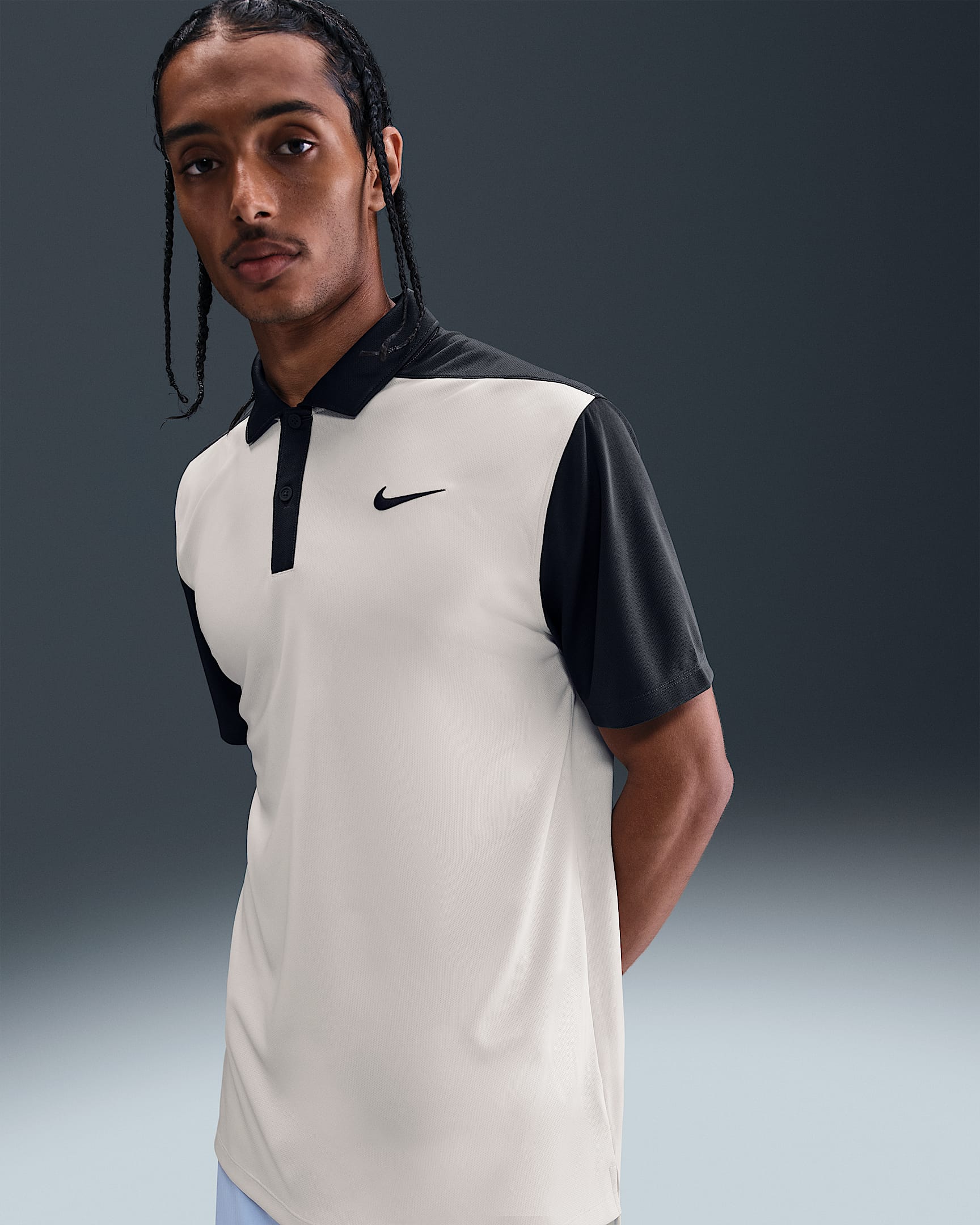 Nike Victory+ Dri-FIT 男子速干高尔夫翻领T恤 - 浅土褐/煤黑/黑