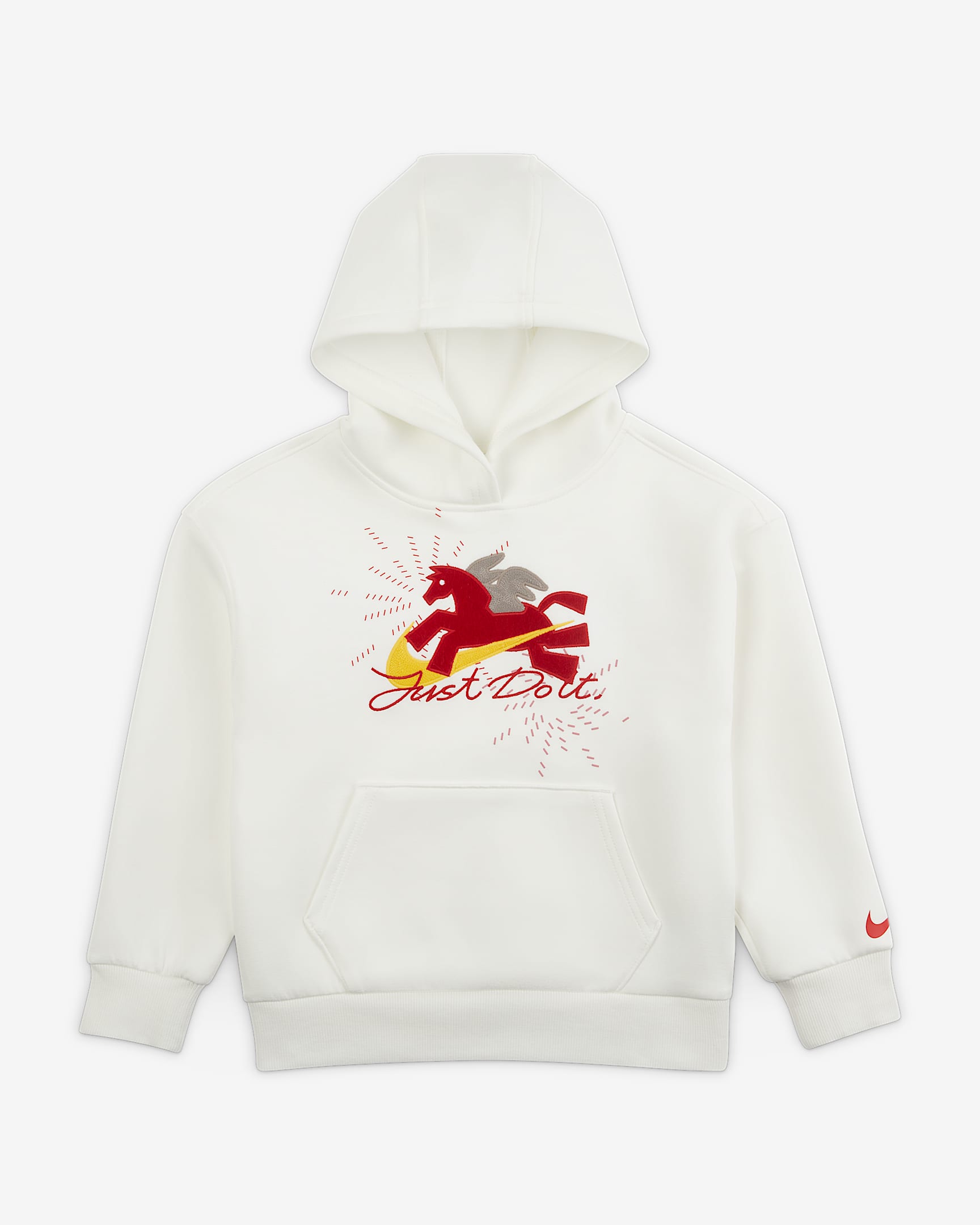 Nike 马年限定脱缰系列新年款幼童 Wings 贴片套头连帽衫 - 帆白