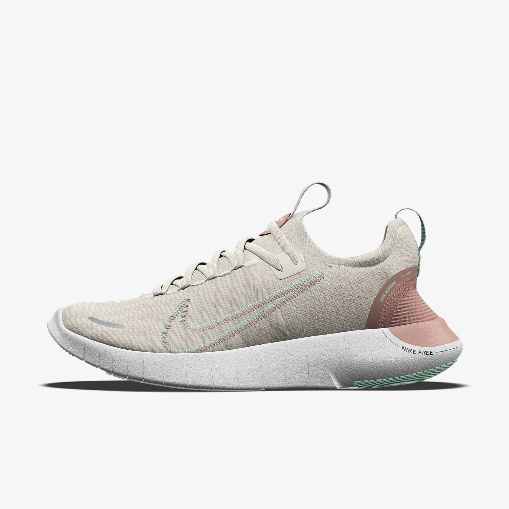 Nike Free RN By You 专属定制女子公路跑步鞋 - 浅土褐/幻影灰白/浅土褐