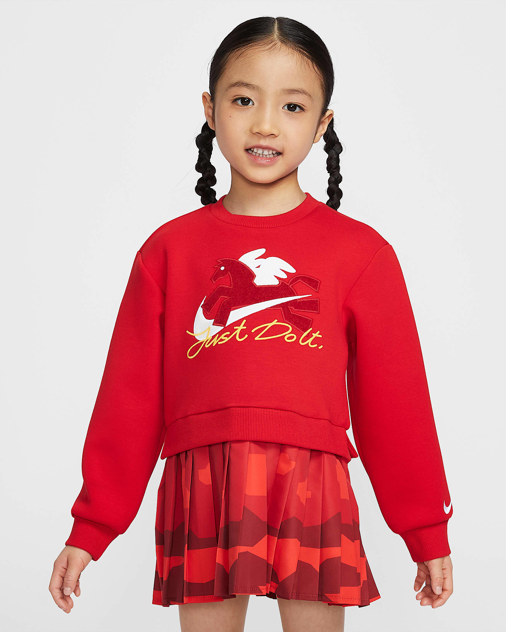 Nike 马年限定脱缰系列新年款婴童假两件式连衣裙 - 大学红