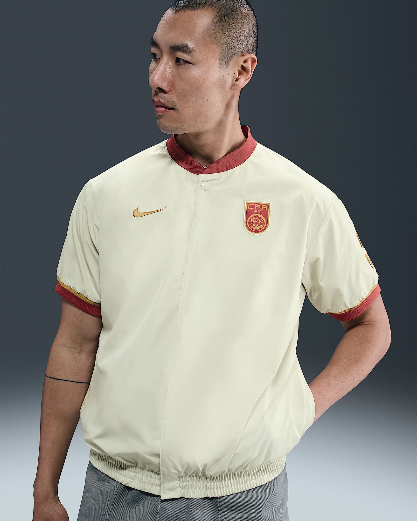 中国队 Authentics Nike 男子短袖热身上衣 - 海玻璃色/峡谷锈橙/俱乐部金