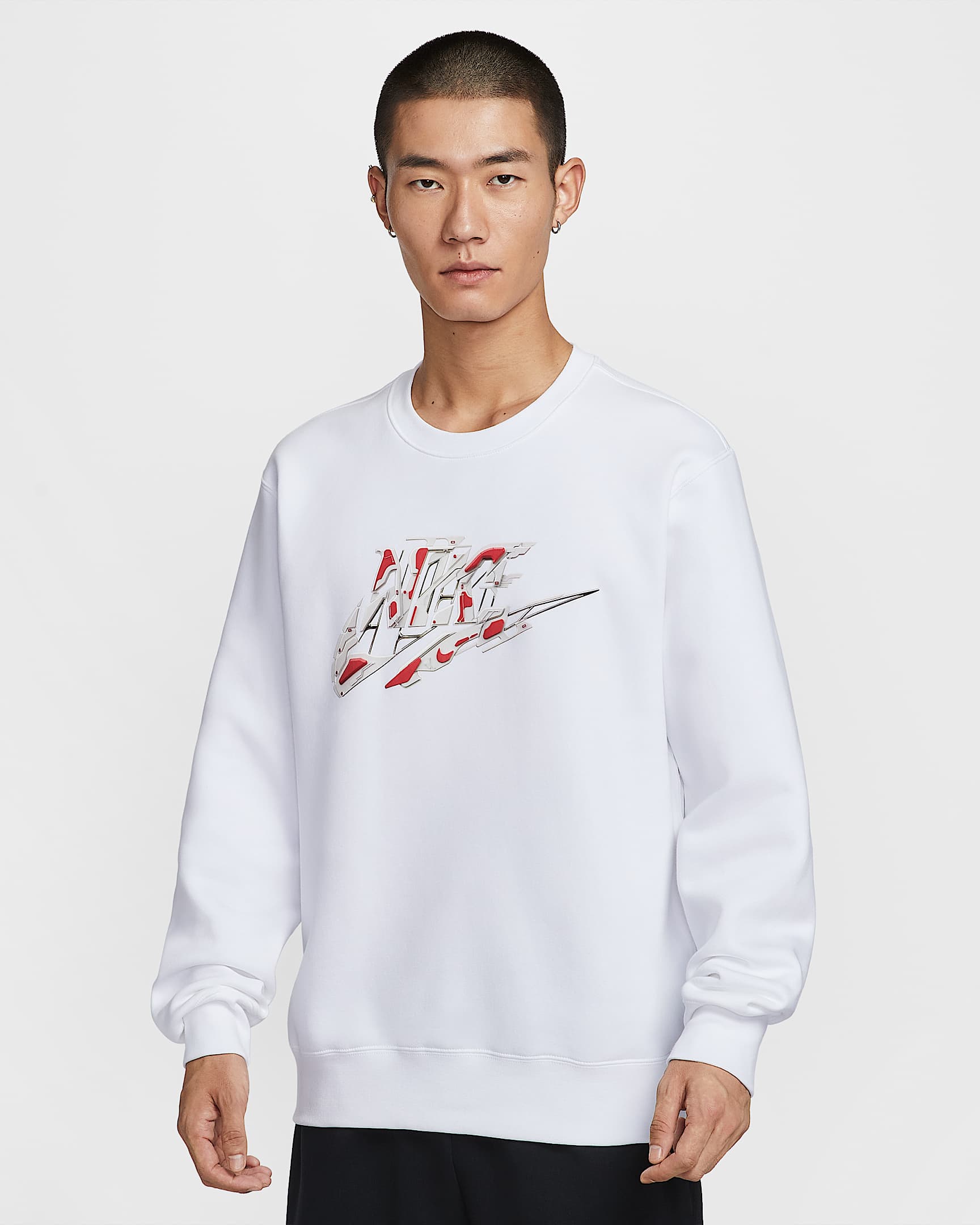 Nike Sportswear Club 男子加绒圆领上衣 - 白色